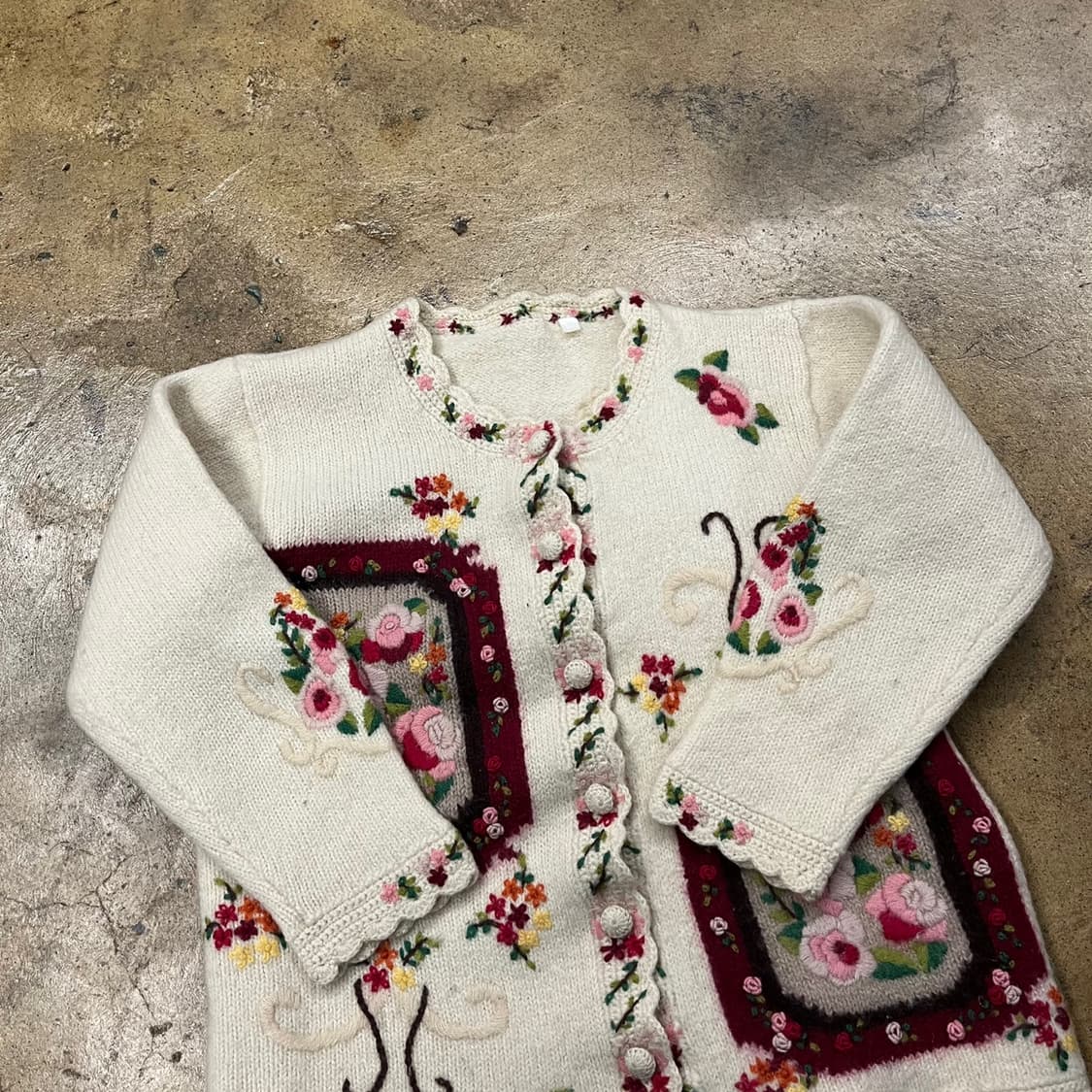 빈티지 모리스타일 플라워 자수 화이트 가디건 b14 상품이미지1