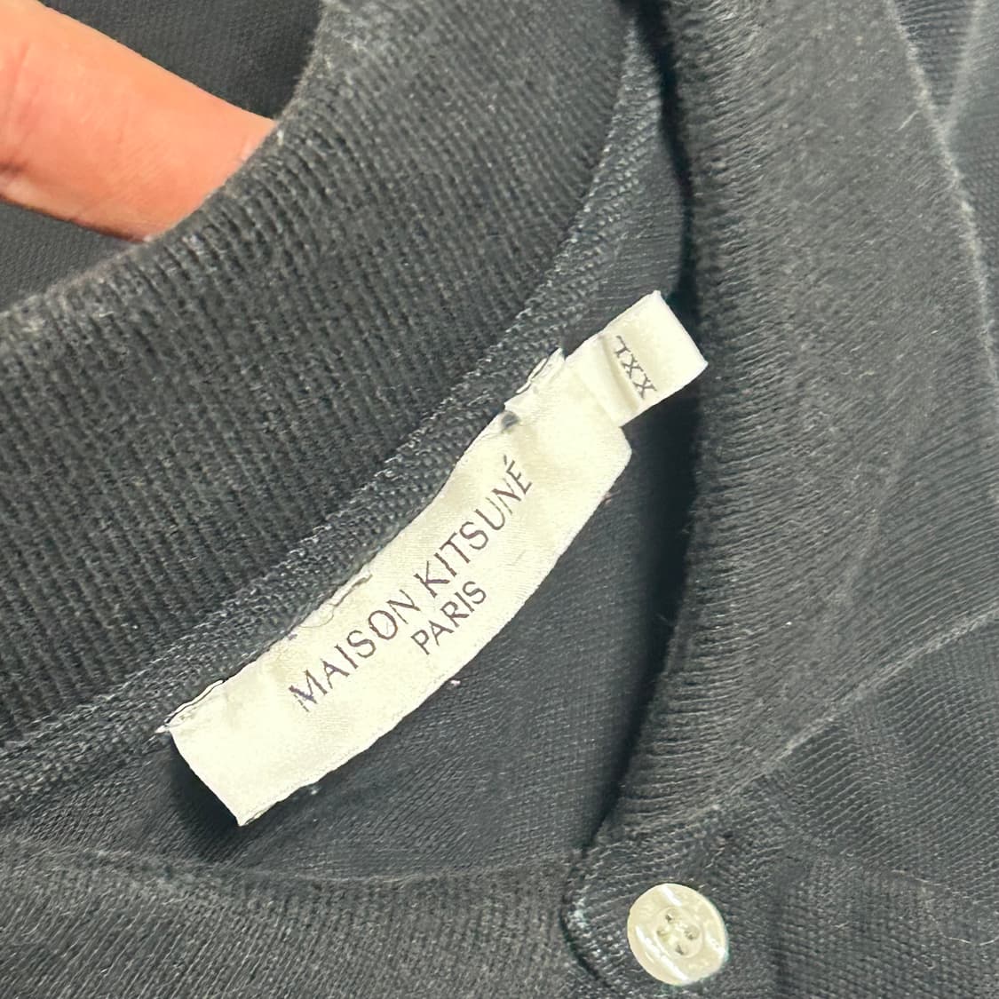 XXL 메종키츠네 블랙 카라 반팔티 상품이미지4