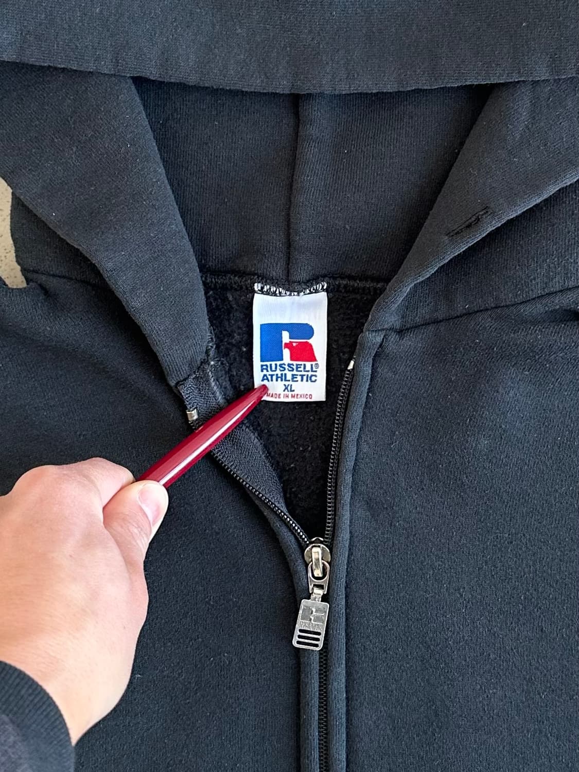 90s 빈티지 러셀 후드집업 블랙 XL 상품이미지6