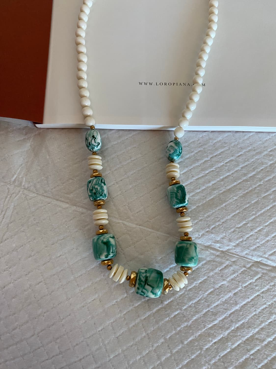 빈티지 마블 패턴 비즈 롱 목걸이 상품이미지2