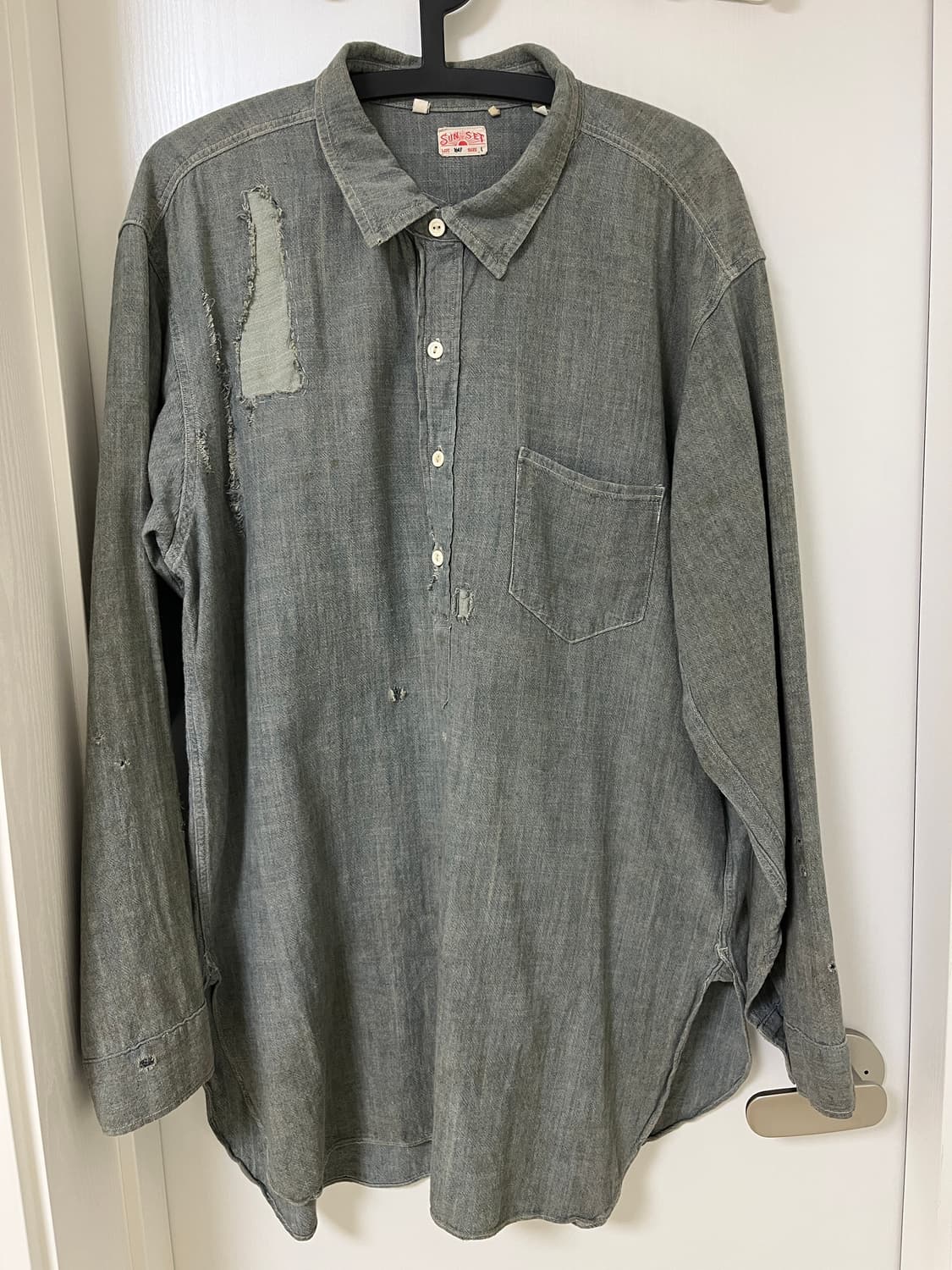 리바이스빈티지클로딩 lvc 선셋 샴브레이 리페어셔츠 L사이즈 상품이미지1