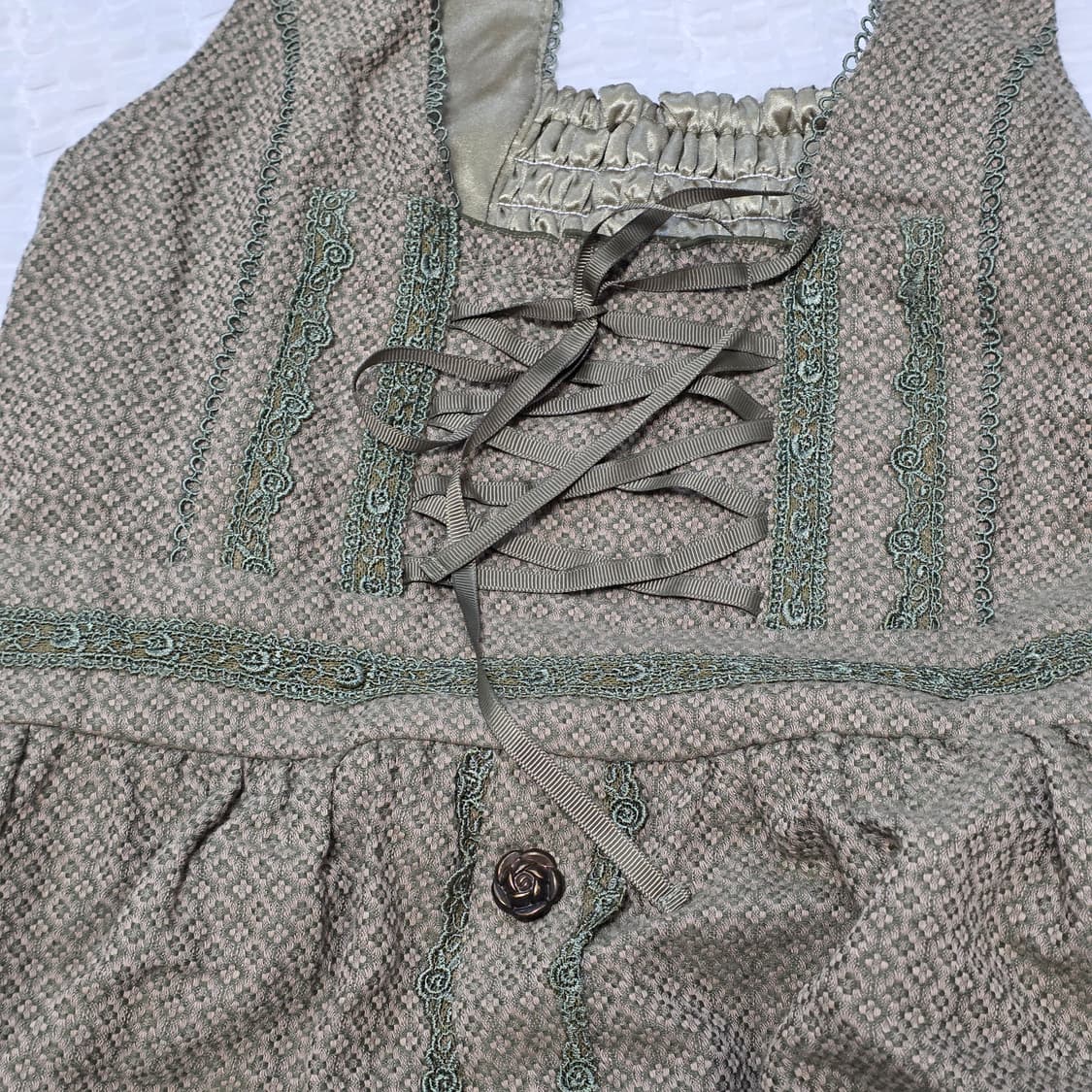 80s90s 앤틱 유럽풍 그린모리걸 원피스 상품이미지4