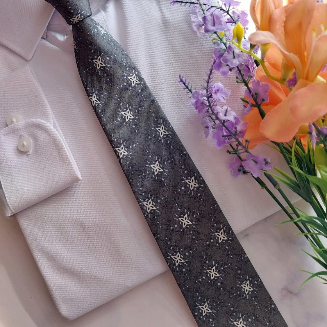 에밀리오 푸치 실크 그레이&블랙 패턴 넥타이 8.9cm A등급 K1360 상품이미지7