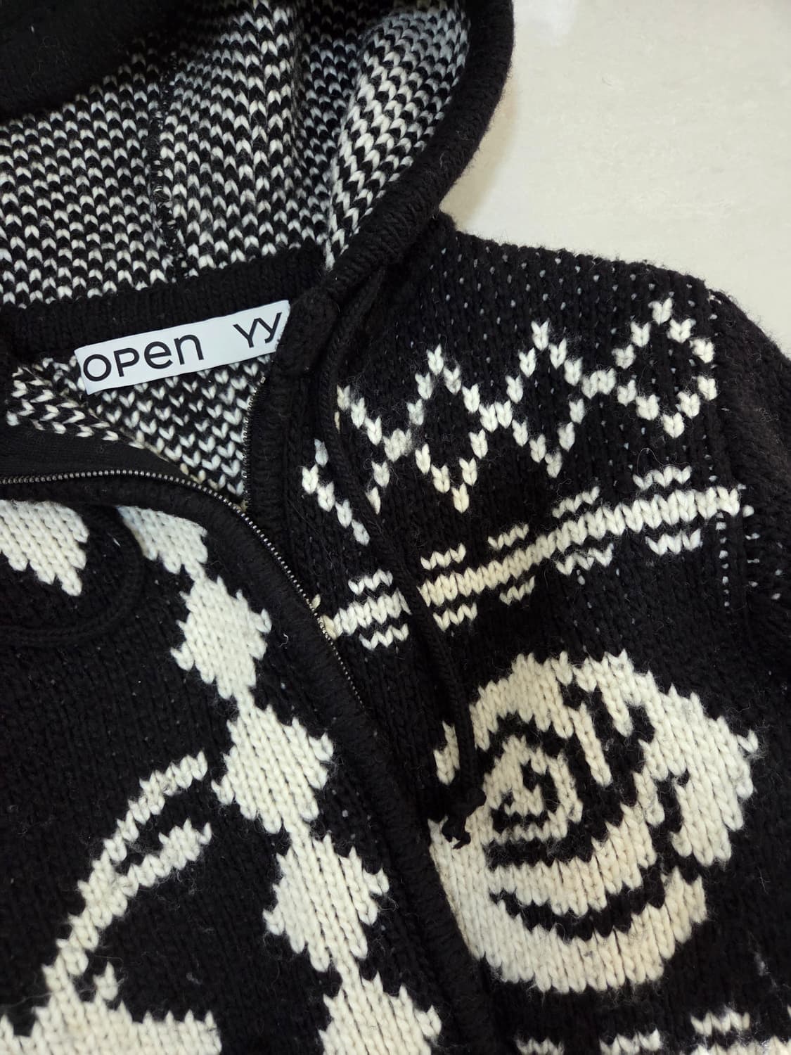 오픈와이와이 카리나 자카드 니트집업 오픈프로덕트 코위찬 상품이미지5