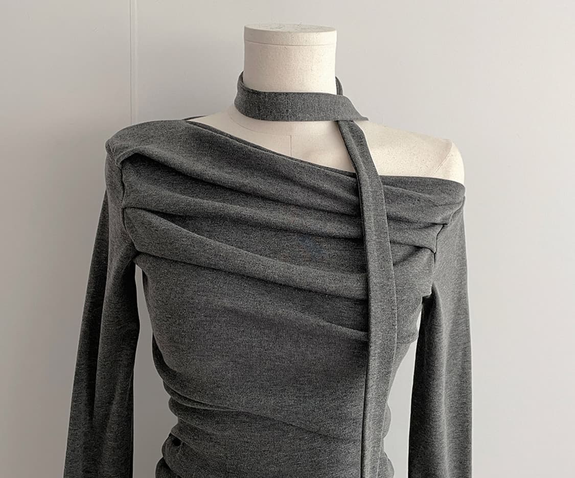 오프숄더 셔링 타이 원피스 상품이미지3