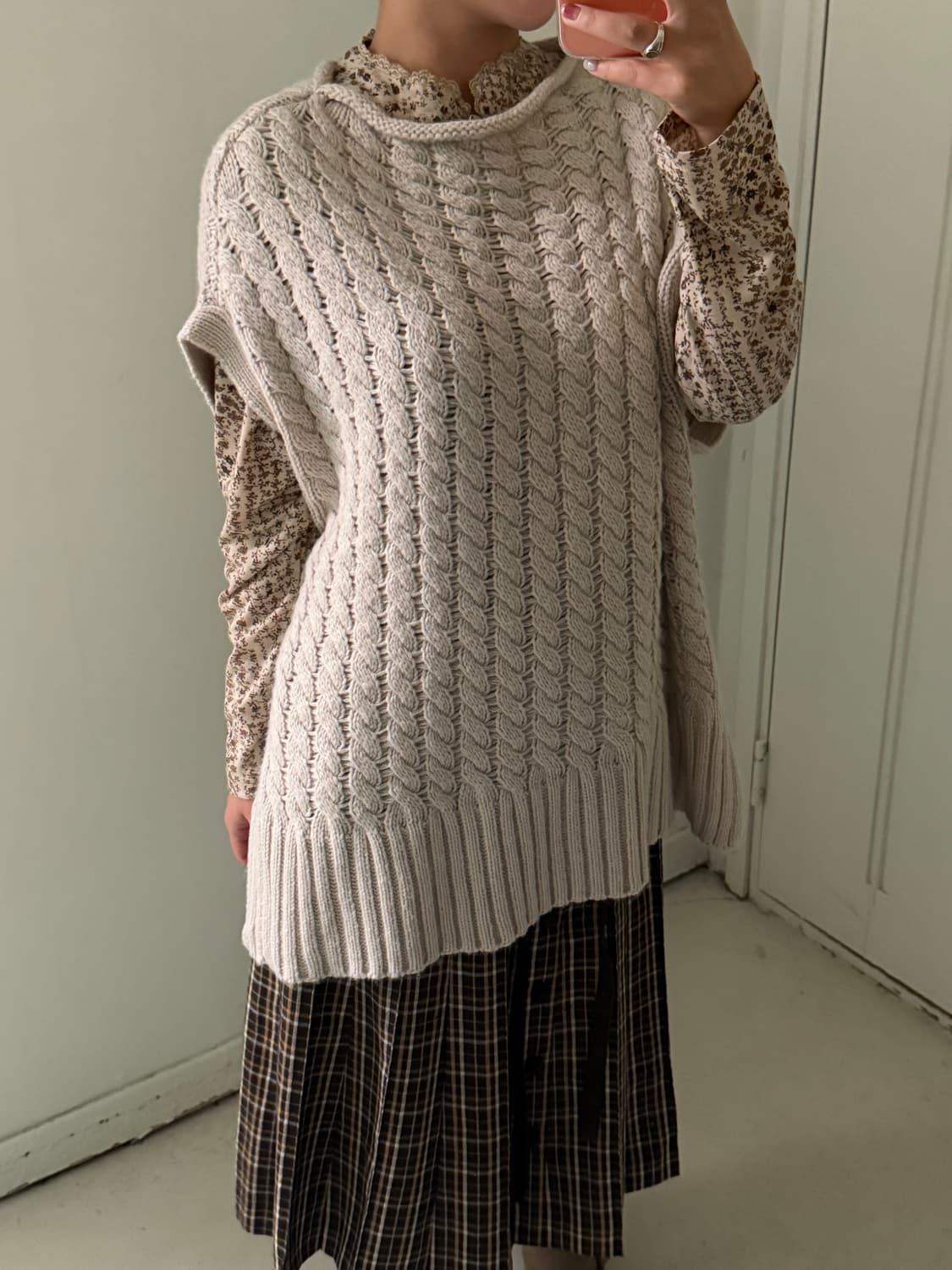 일본빈티지 오버핏 아이보리 베스트 상품이미지2