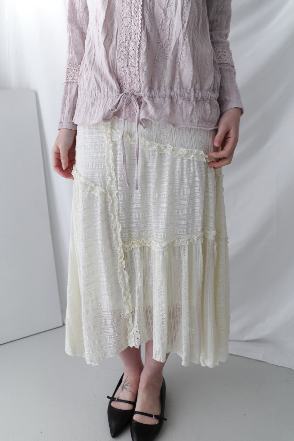 lace patch knit skirt  상품이미지4