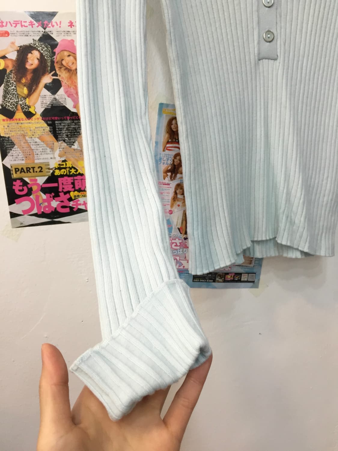 빈티지 민트 슬림 카라 티셔츠 상품이미지2