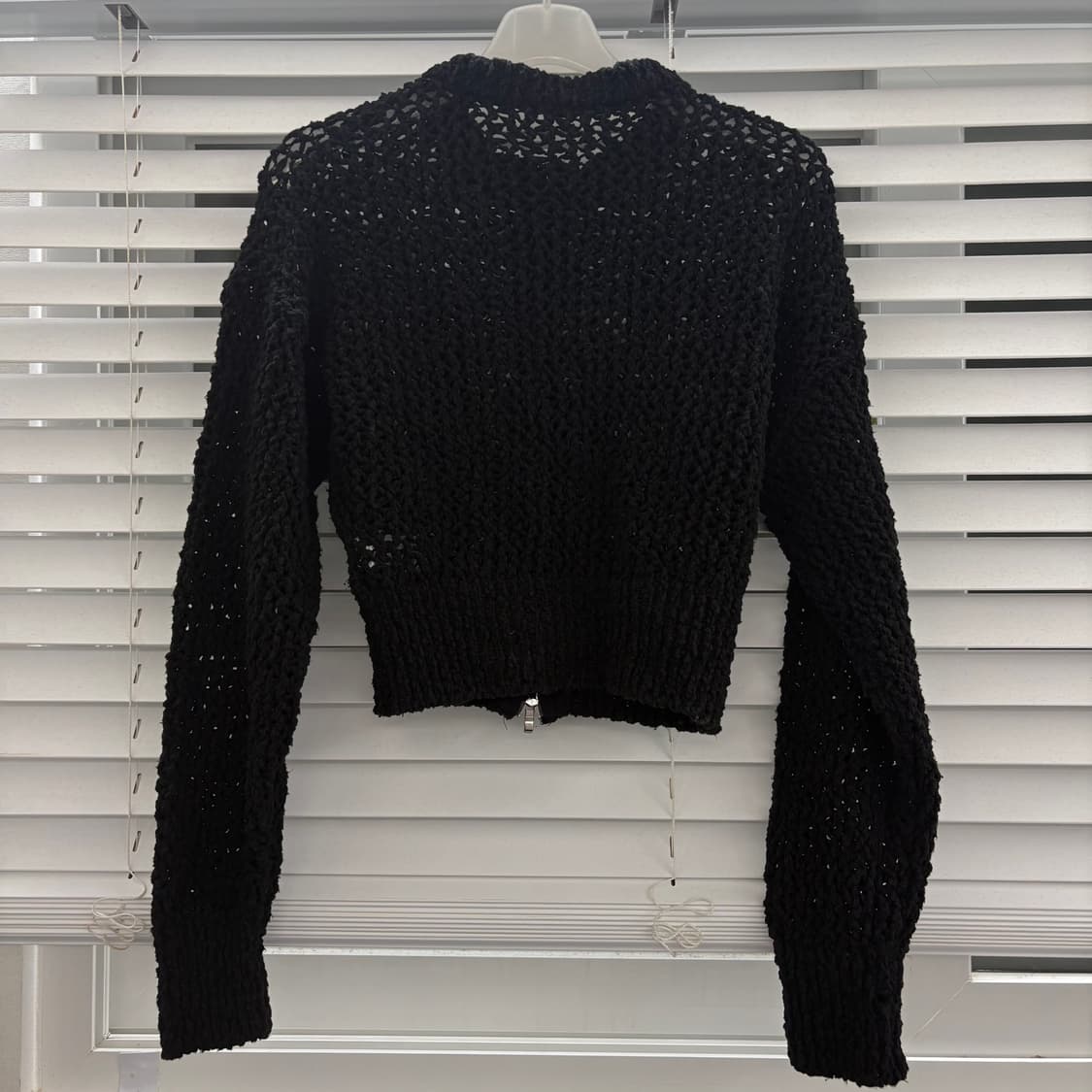 트리밍버드 네트 니트 집업 블랙 상품이미지3