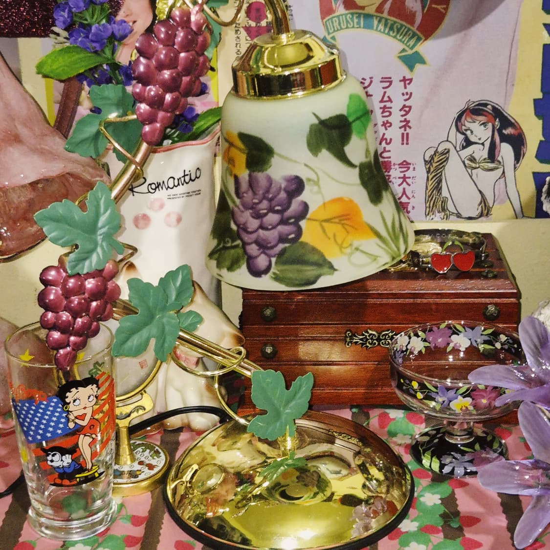 90s 일본 레트로 포도 넝쿨 글라스 터치 조명 상품이미지9