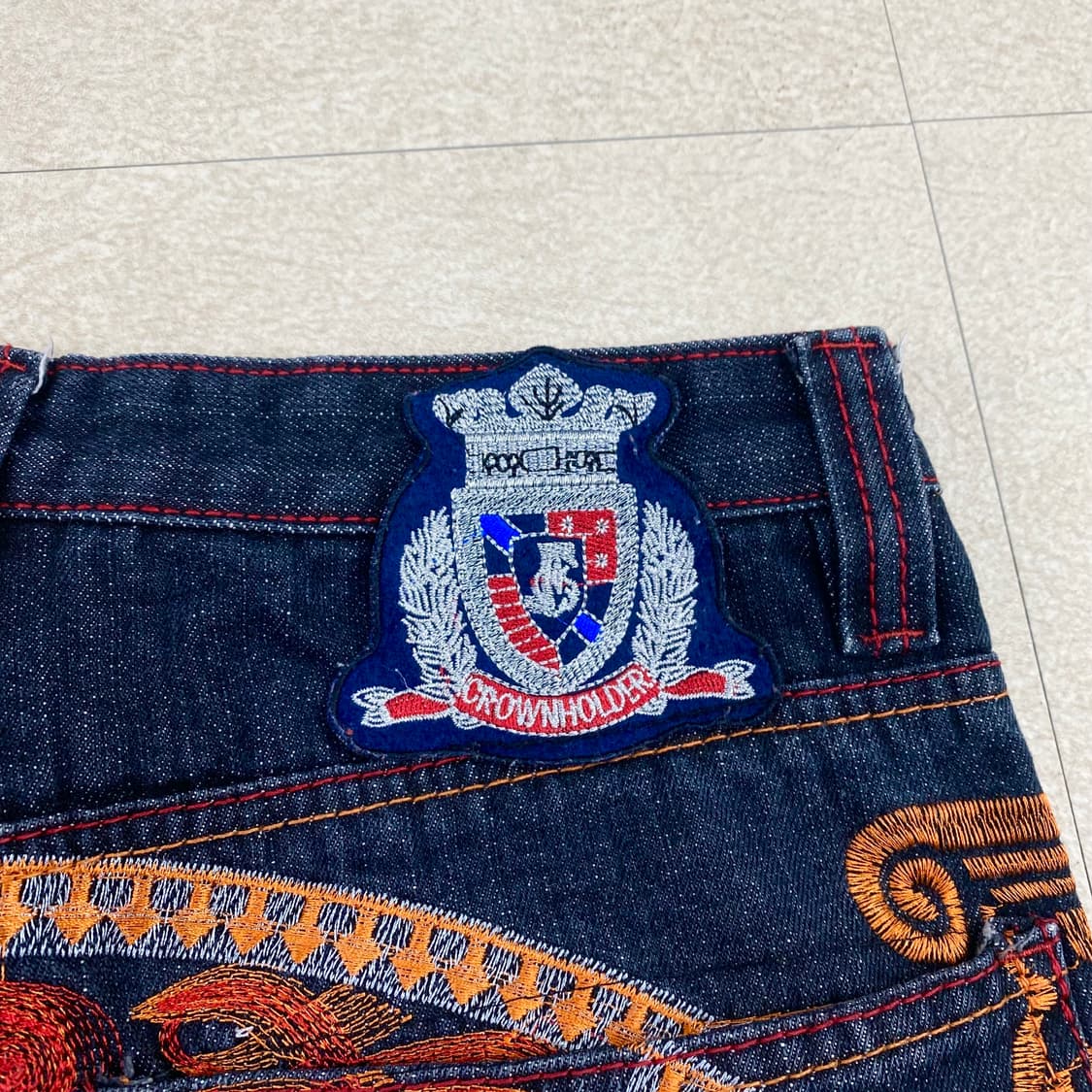  크라운홀더 빈티지 Y2K 풀자수 데님 팬츠(30)  ﻿ 상품이미지6