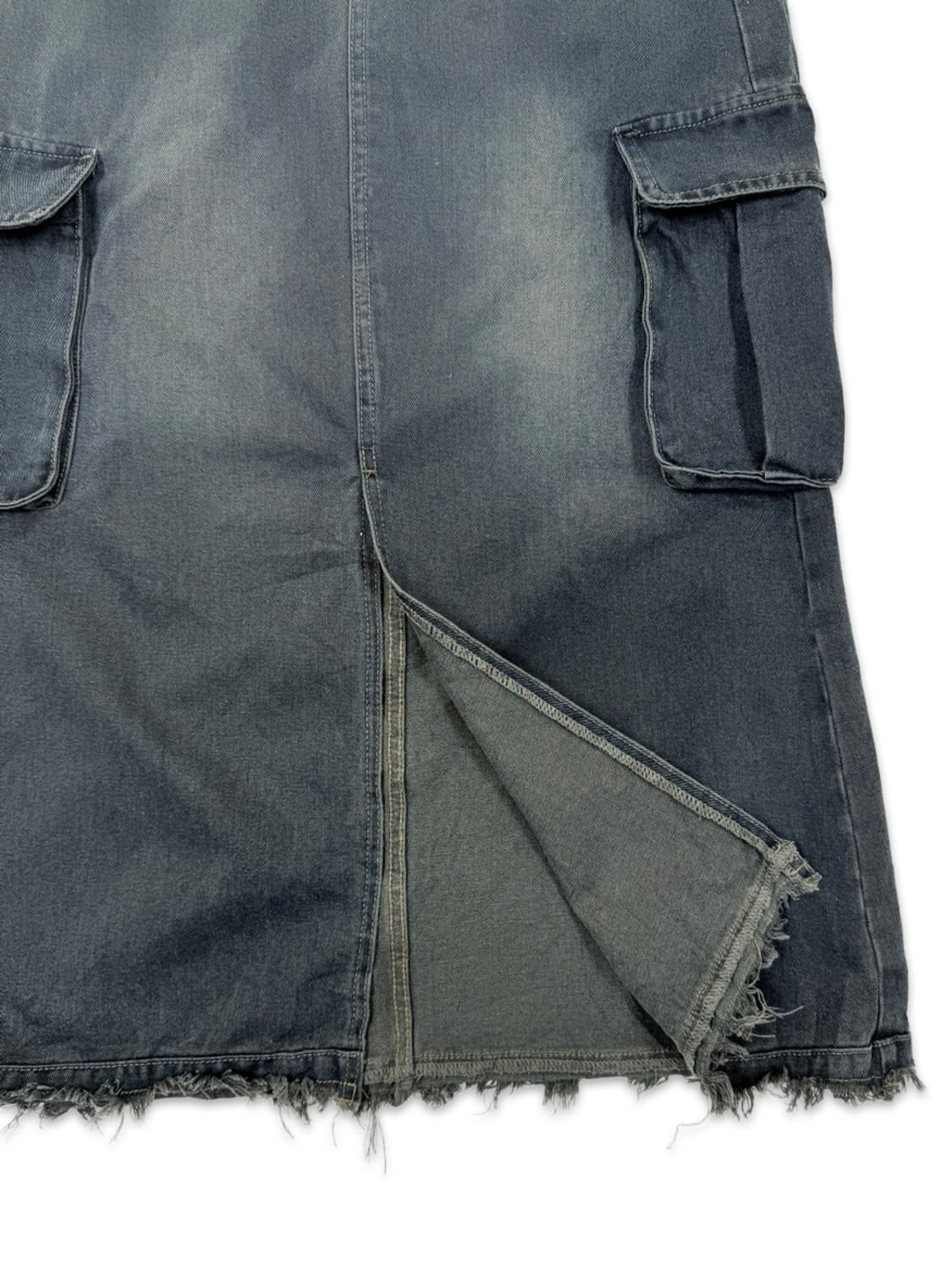 빈티지 블루 카고 데님 롱 스커트 상품이미지3