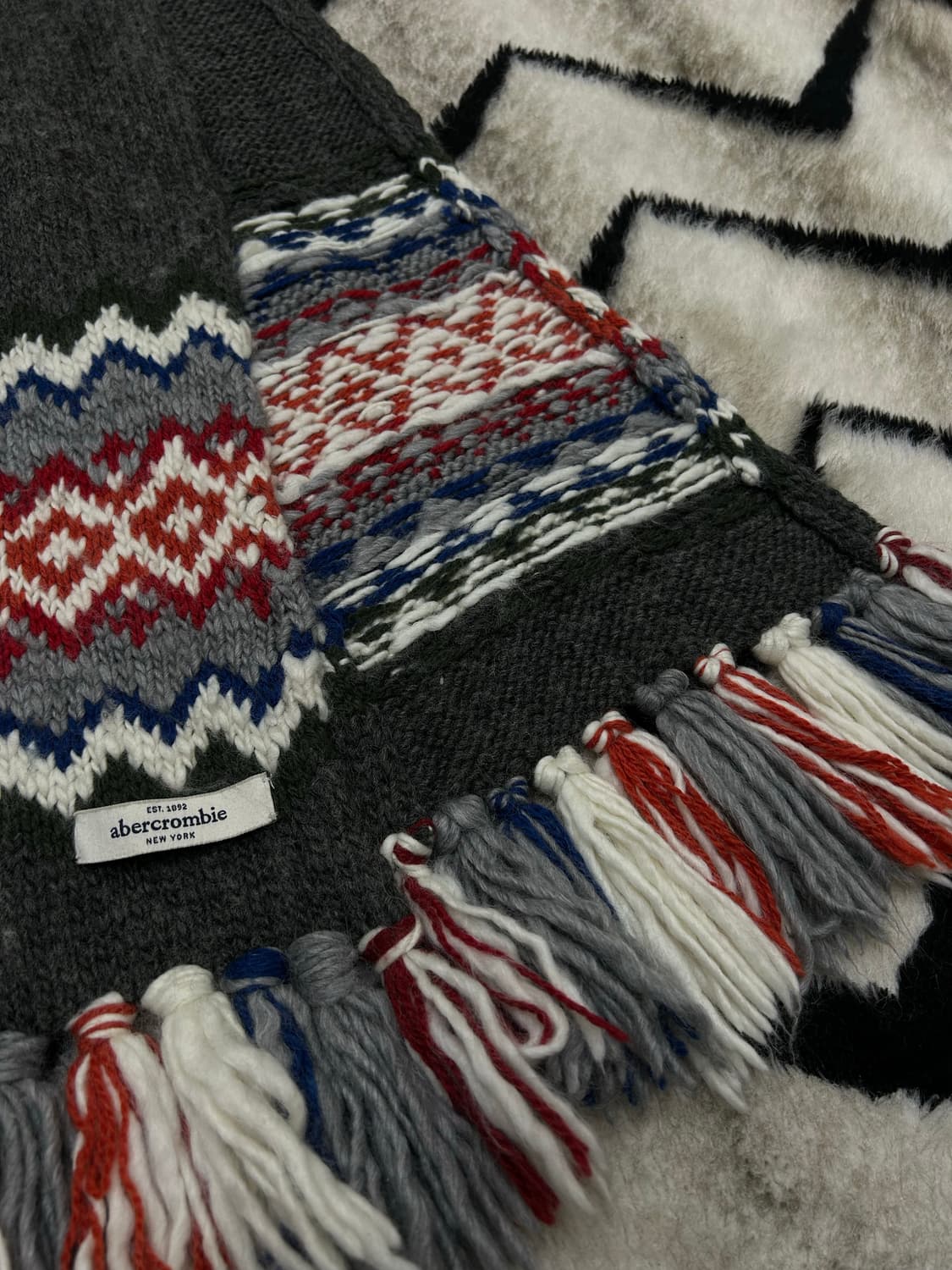 아베크롬비 패턴 울 롱 머플러 상품이미지1