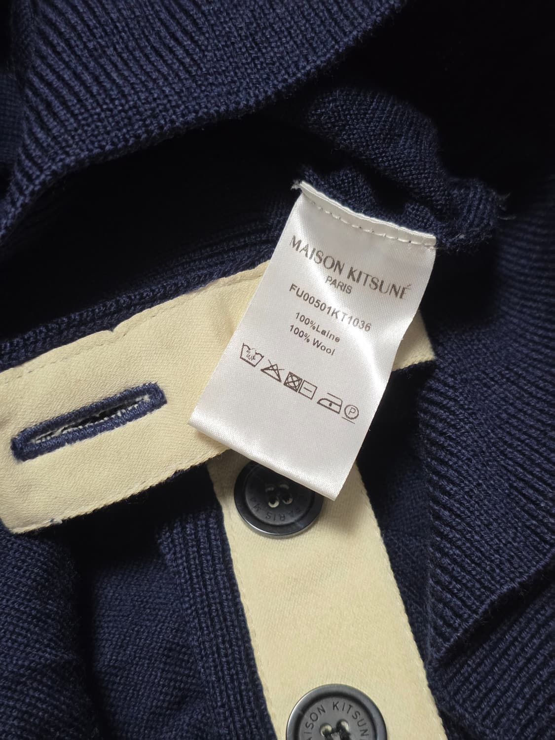 L) 메종키츠네 트리컬러 네이비 가디건 상품이미지4