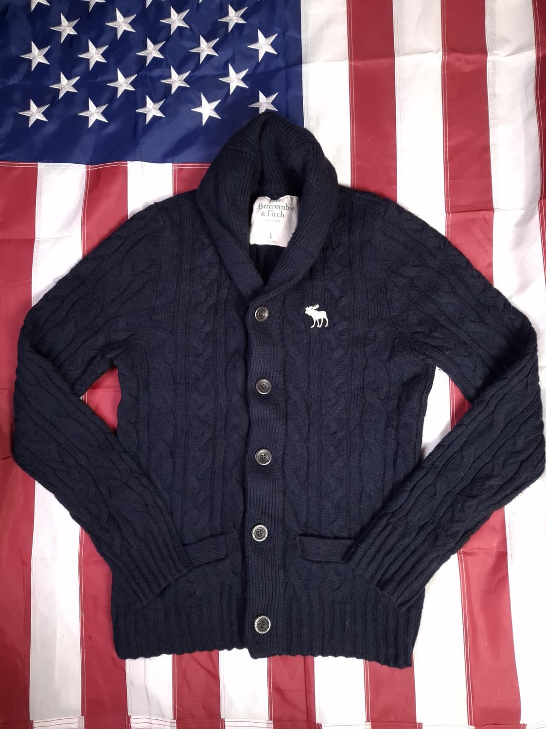 오리지날 아베크롬비 숄카라 케이블 꽈배기 가디건 상품이미지1