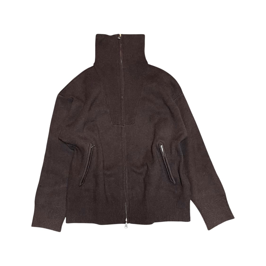 High-neck zipper knit cardigan_Brown (se 상품이미지1