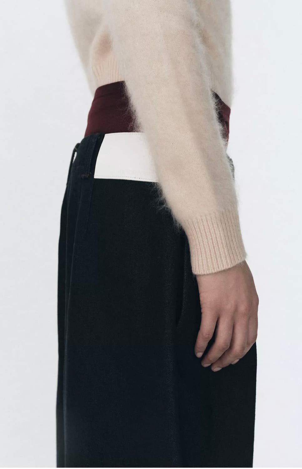 자라 와이드 레그 블랙 플랫 프론트 진 데님팬츠 34 상품이미지4