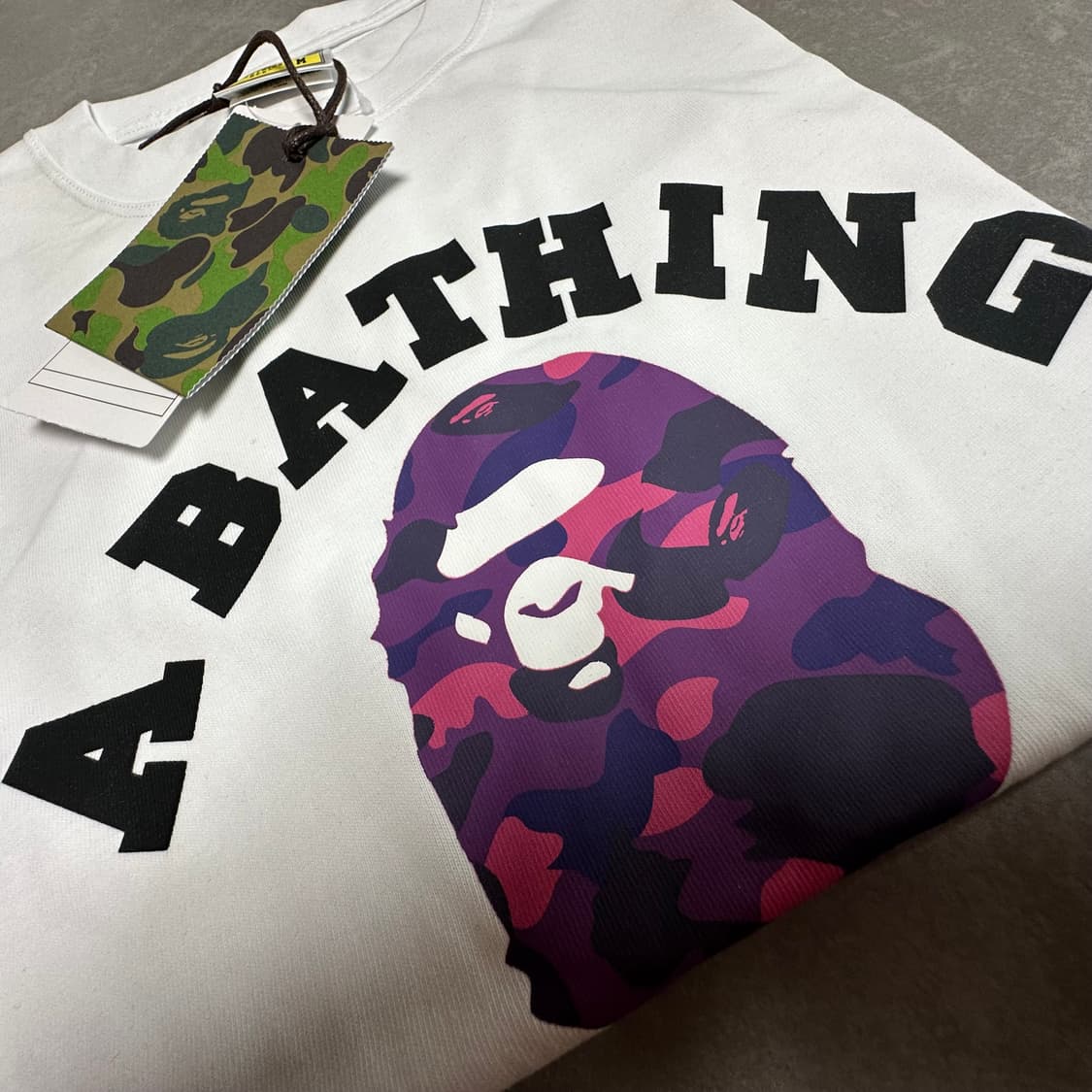 베이프 컬러 카모 컬리지 티셔츠 화이트 퍼플 상품이미지5