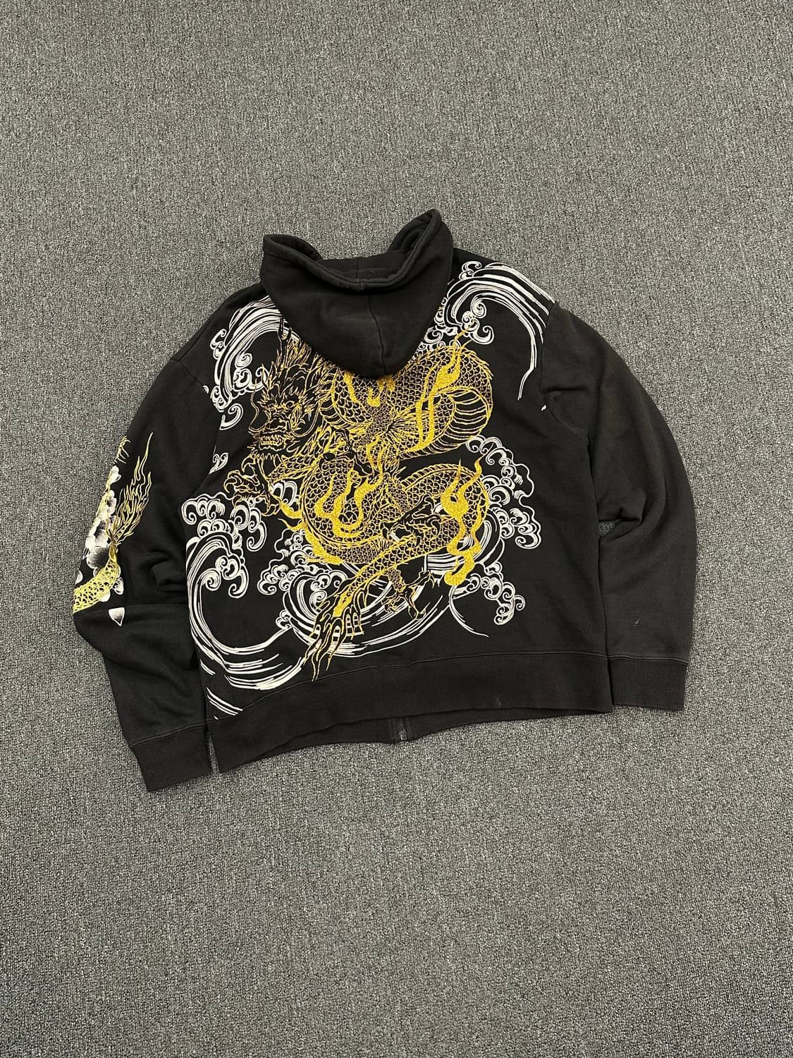 XL)카라쿠리 타마시 빈티지 드래곤 자수 후드집업 상품이미지2