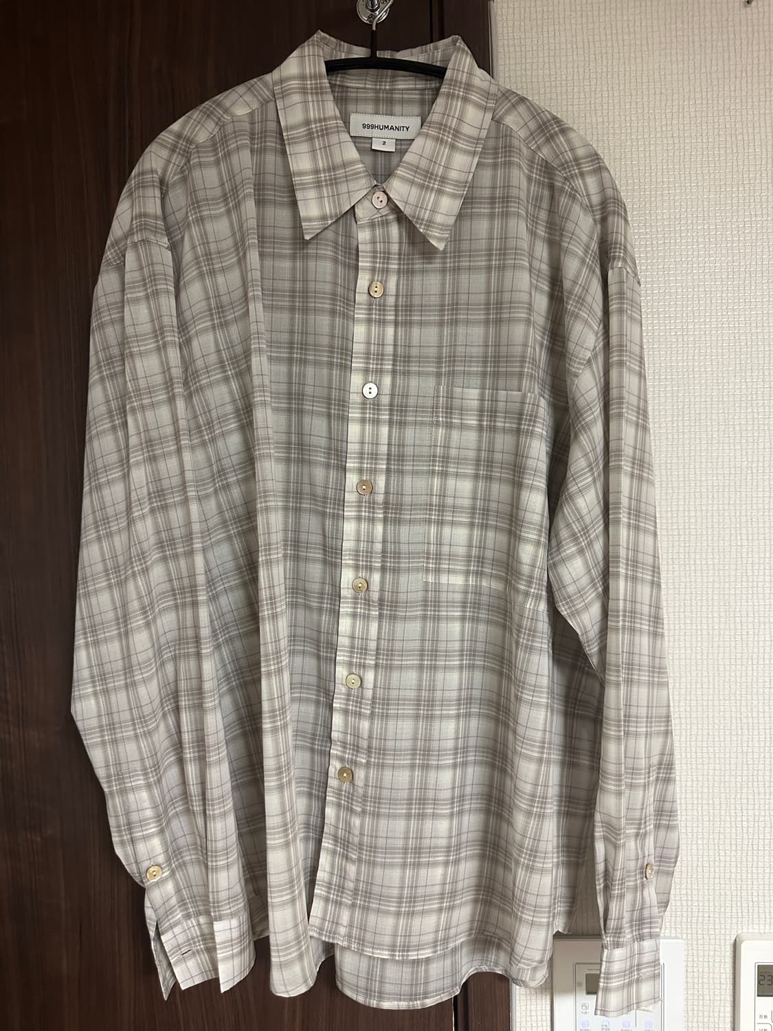 999휴머니티 이지 체크 셔츠 에크루 2 m 사이즈 상품이미지2