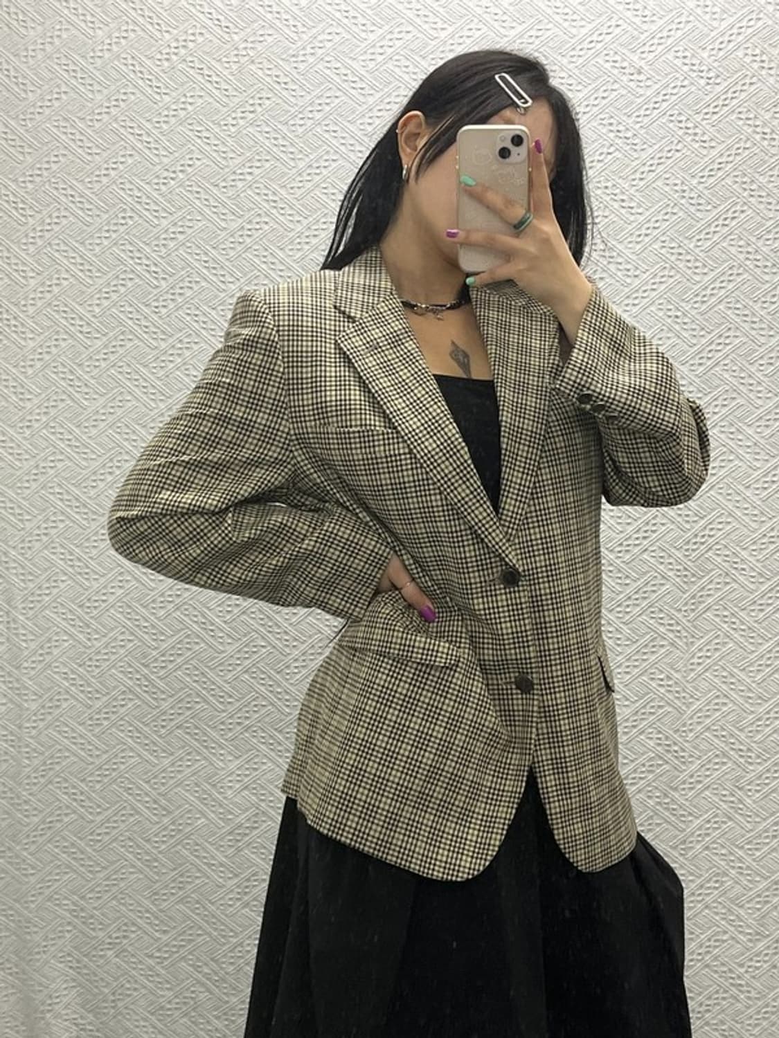 입생로랑 퓨어옴므 올드스쿨 빈티지 체크 블레이저 95 C06737 상품이미지1