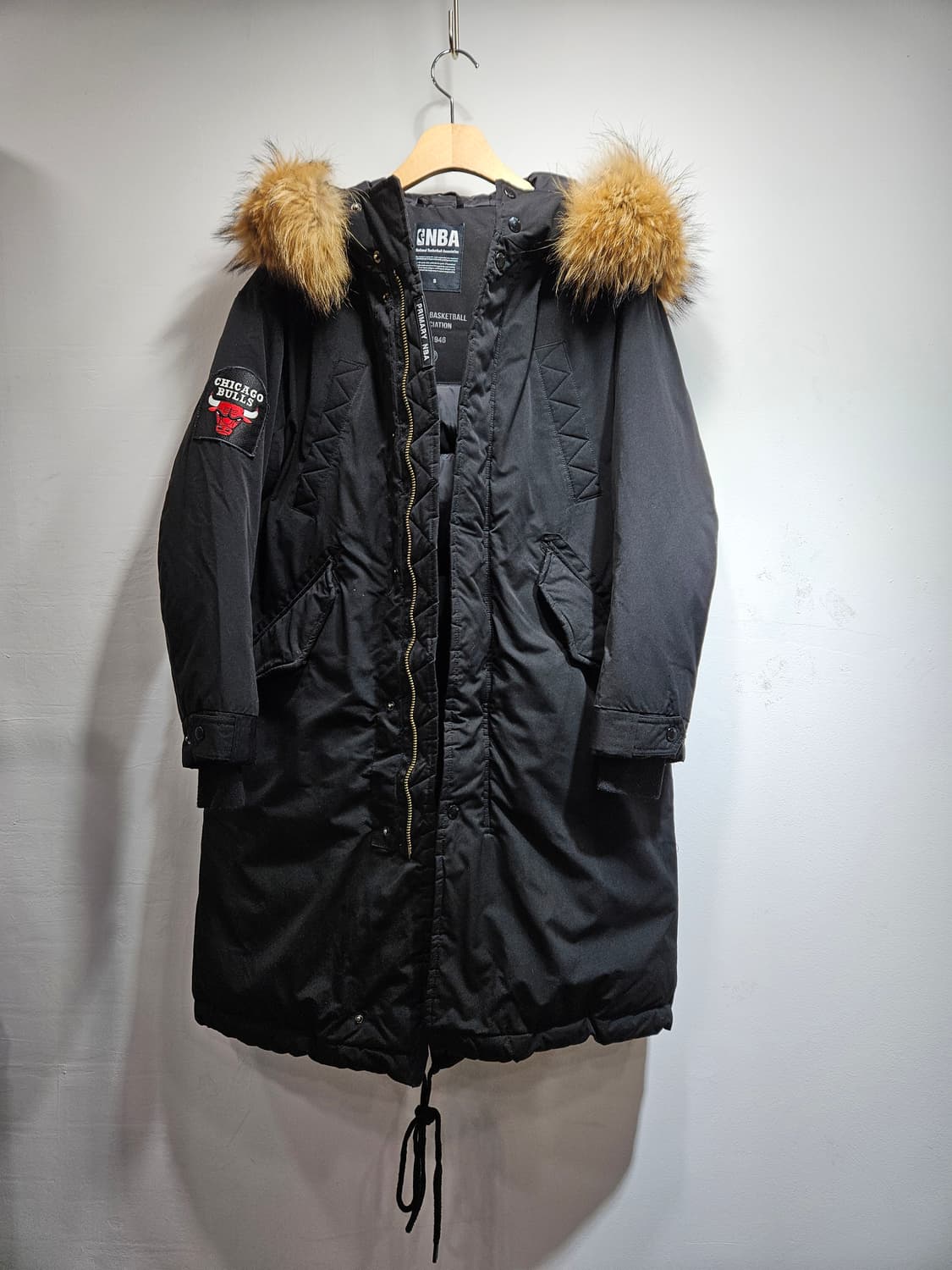 NBA 시카고불스 라쿤털후드 오리털 야상 롱패딩 S 상품이미지1