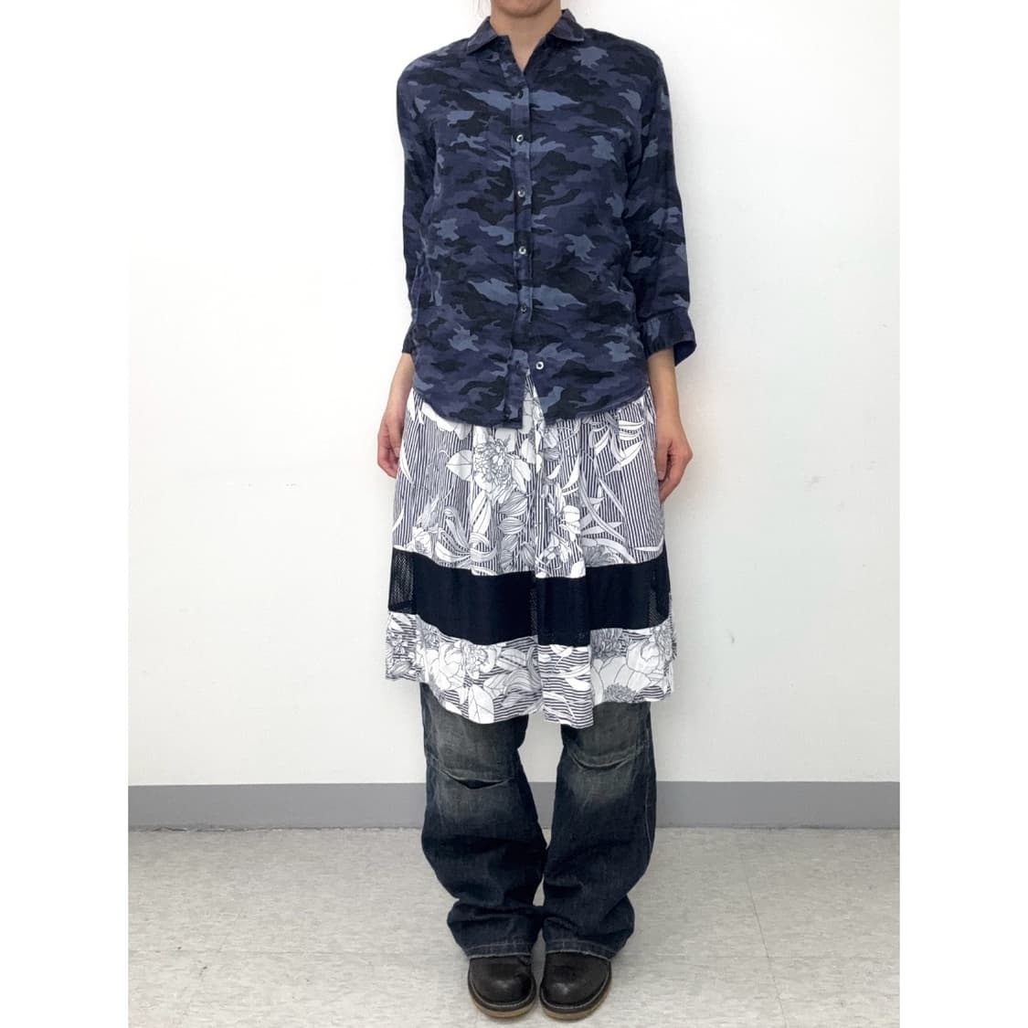 빈티지 블루 카모 셔츠 y2k 상품이미지2