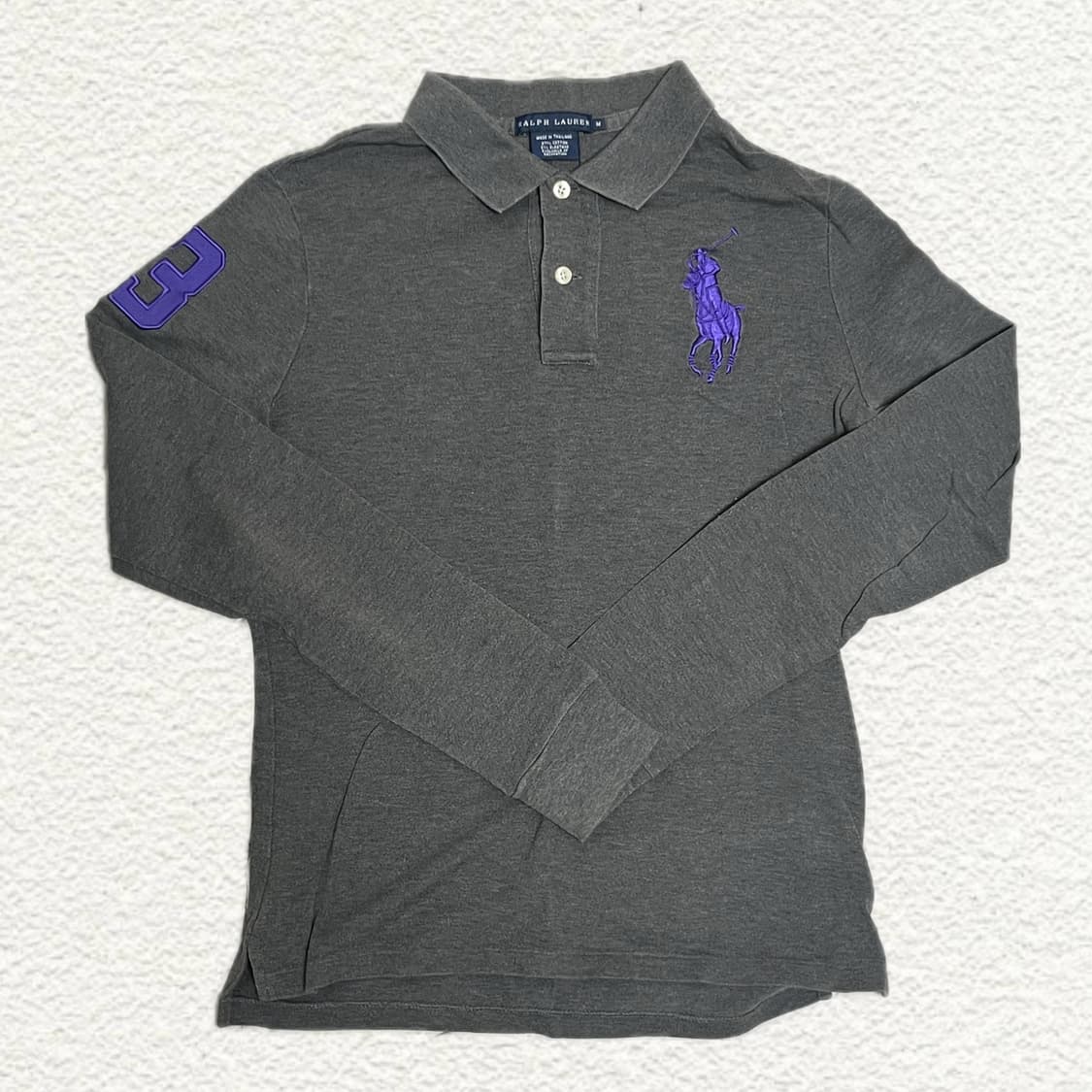 폴로 랄프로렌 그레이 빅포니 롱슬리브 폴로티 M 상품이미지1