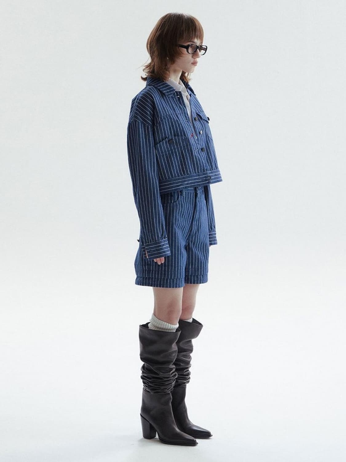 CHOWOO 프리미엄 데님쇼츠 스트라이프 팬츠 반바지 상품이미지4