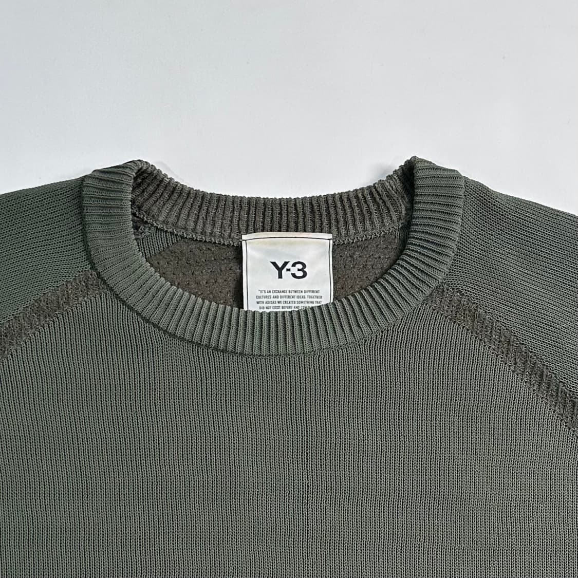 Y-3 로고 카키 크루넥 니트 상품이미지6