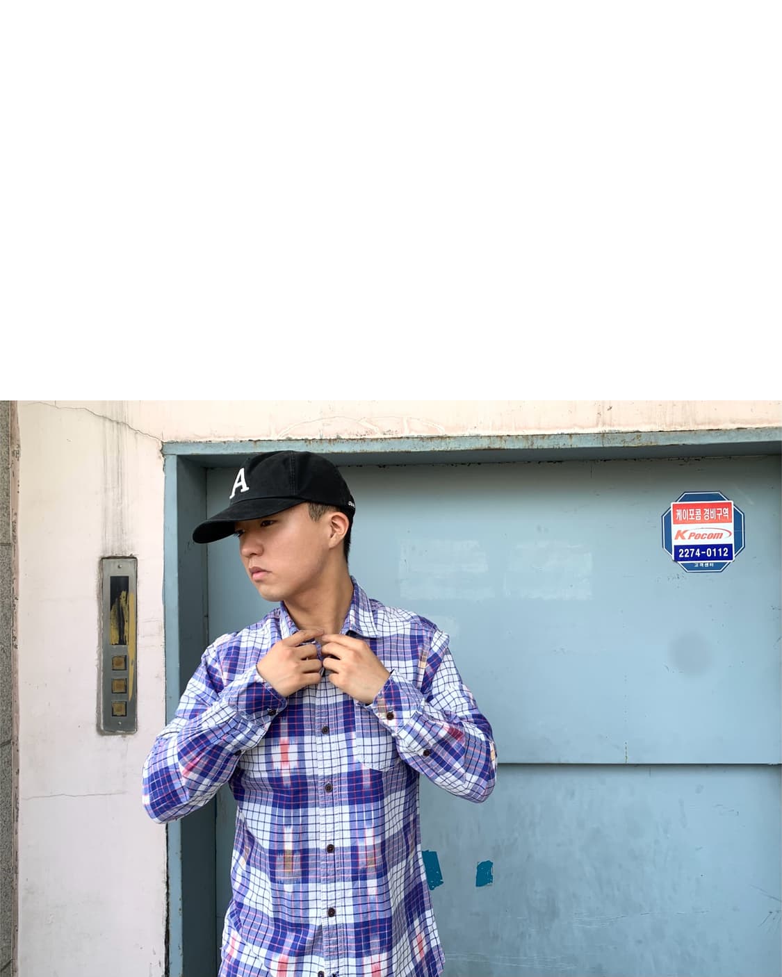 [TOMMY HILFIGER] blue plaid cotton shirt 상품이미지1