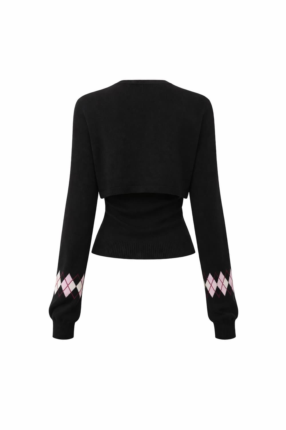 아가일 크롭 니트 가디건 투피스세트 (블랙) 상품이미지3