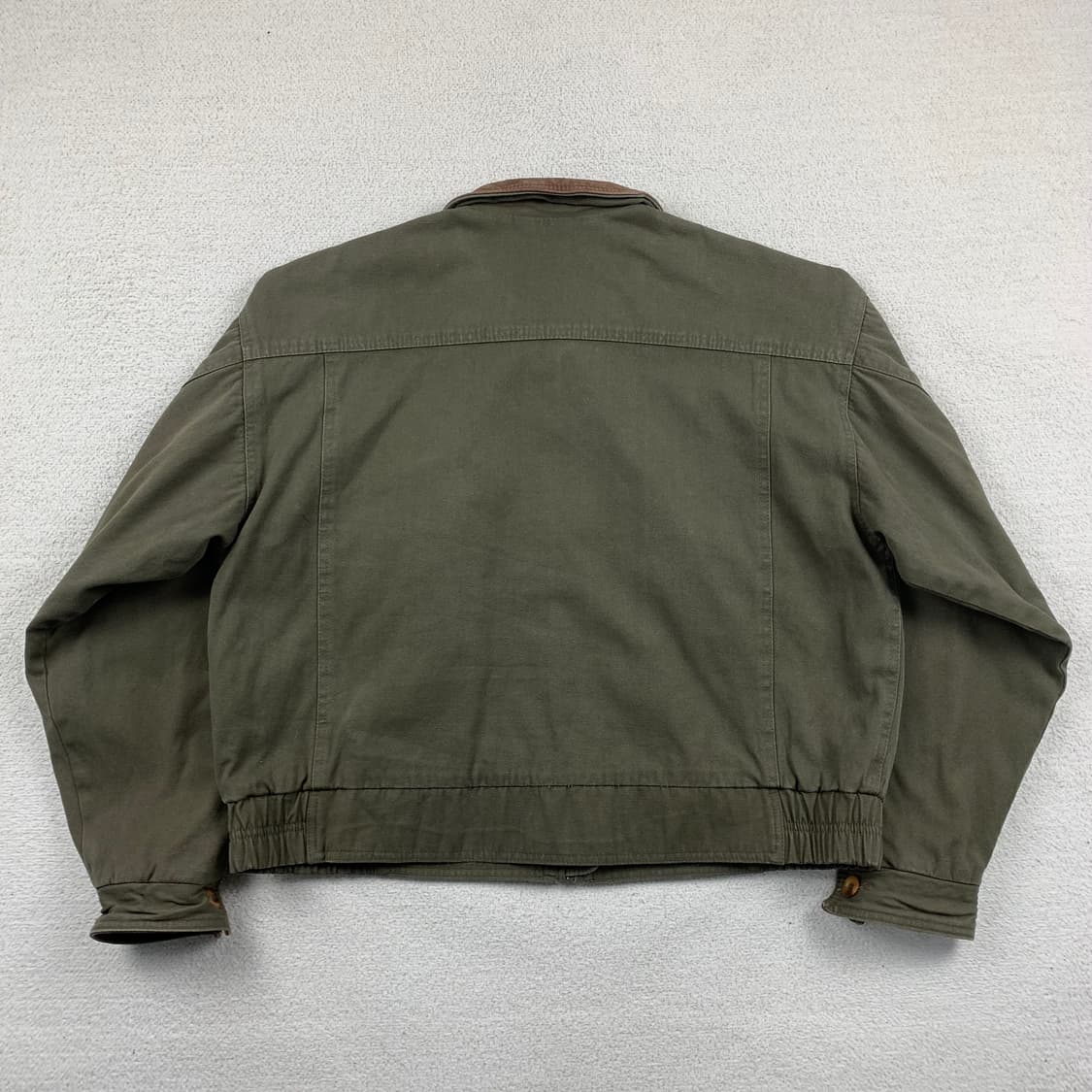 90s 락포트 자수로고 레더 칼라 빈티지 워크자켓 올리브 상품이미지2