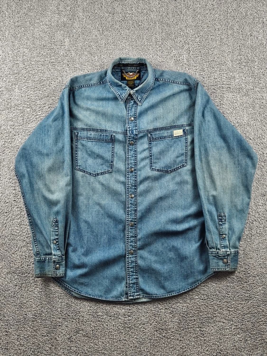 할리데이비슨 백 프린팅 데님 바이커 셔츠 ( L ) / 11114 상품이미지3