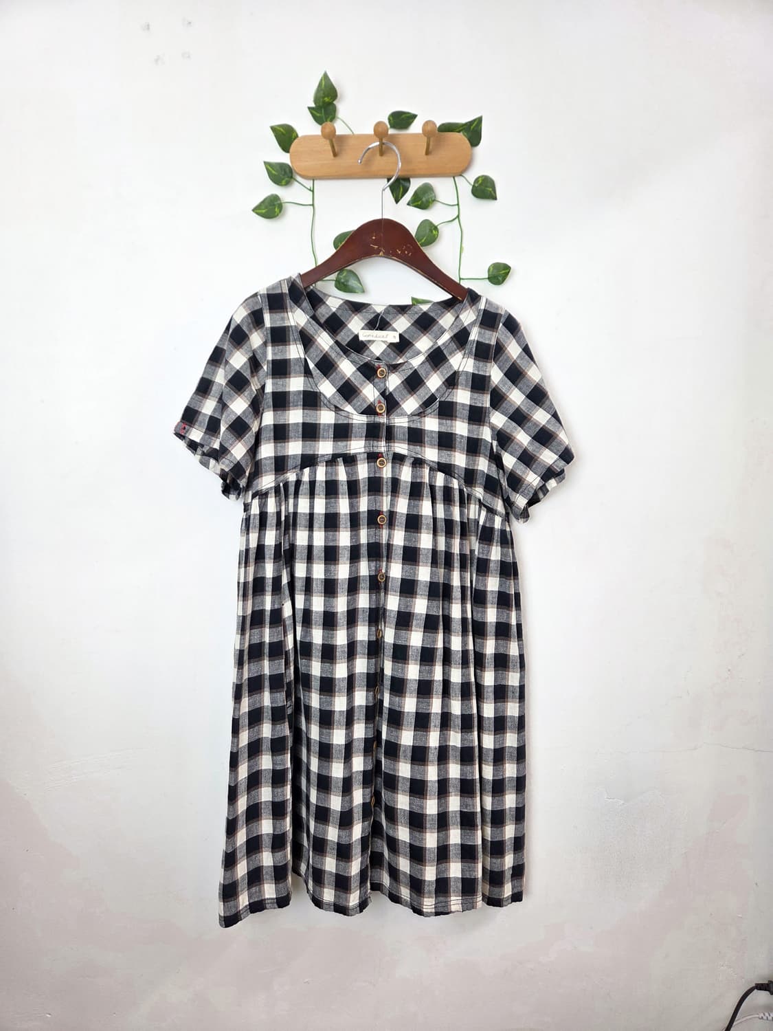 너드 체크 반팔 원피스 상품이미지1