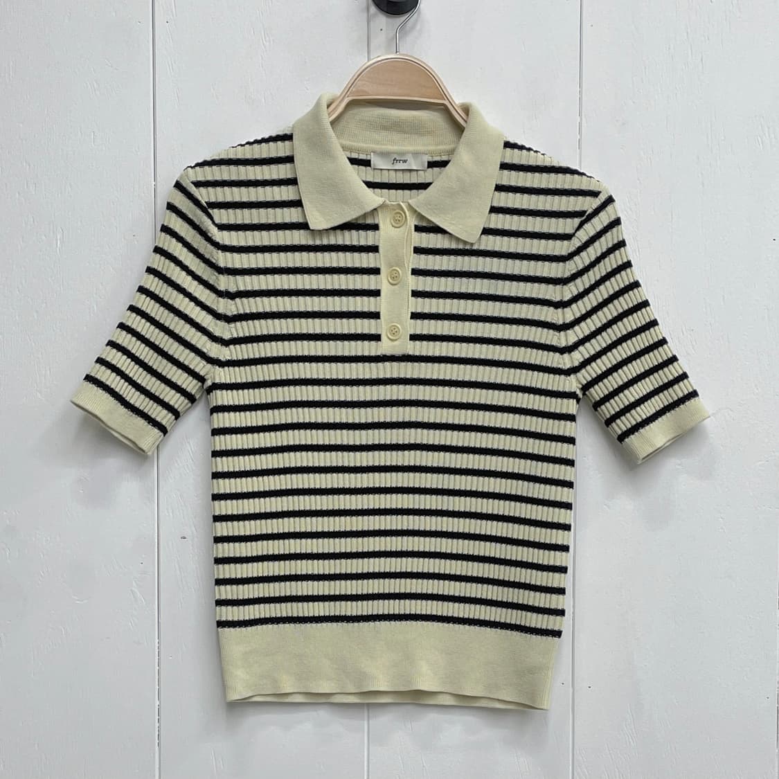 frrw 스트라이프 카라 반팔 니트 상품이미지2