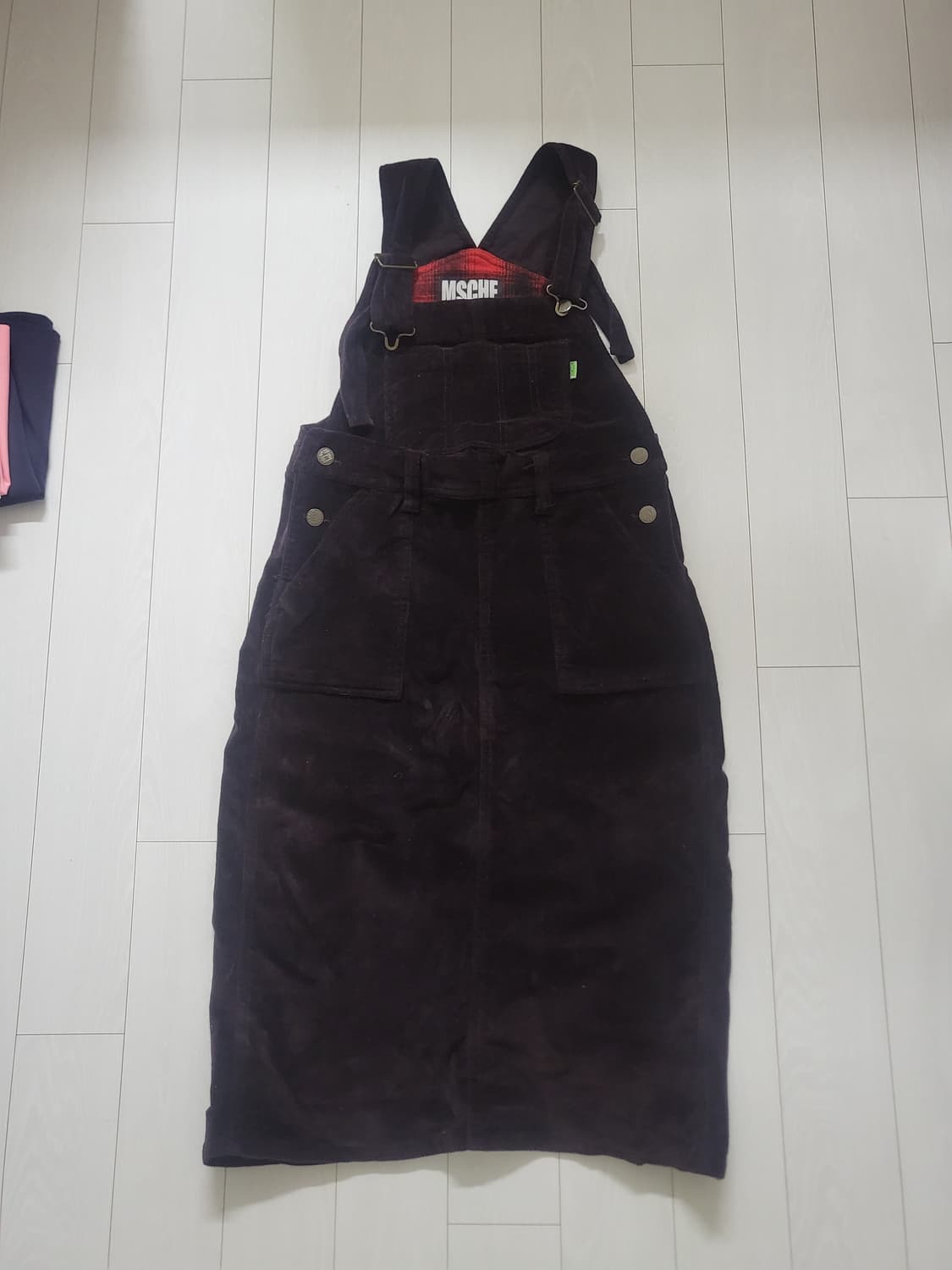 미스치프 오버롤 미디 스커트 브라운 상품이미지2