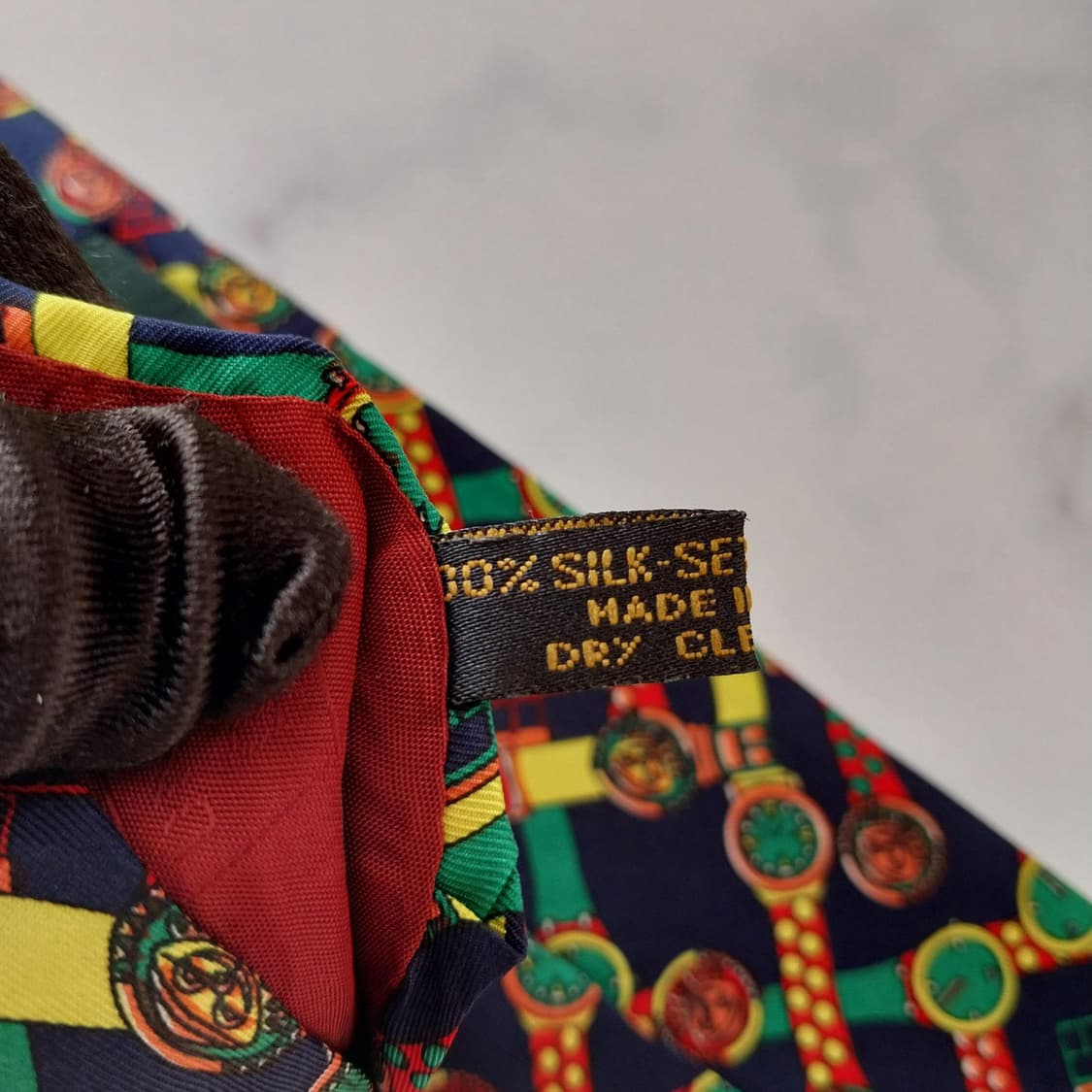 베네통 실크 네이비 워치 모티브 넥타이 9.3cm A+등급 K5149 상품이미지9