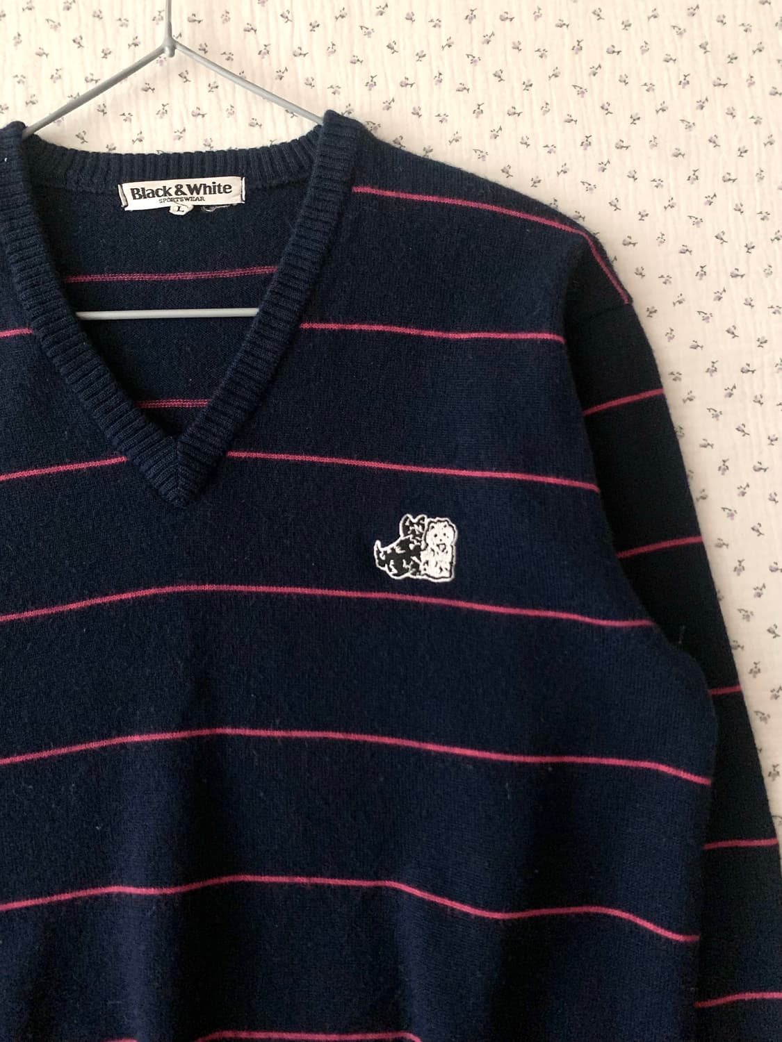 네이비핑크 스트라이프 여리 울 니트 상품이미지2