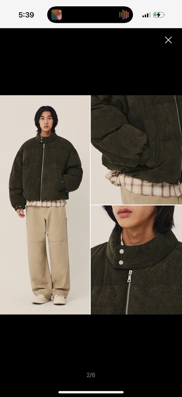 (덕 다운) 코듀로이 헤링턴 다운 점퍼_카키 상품이미지3