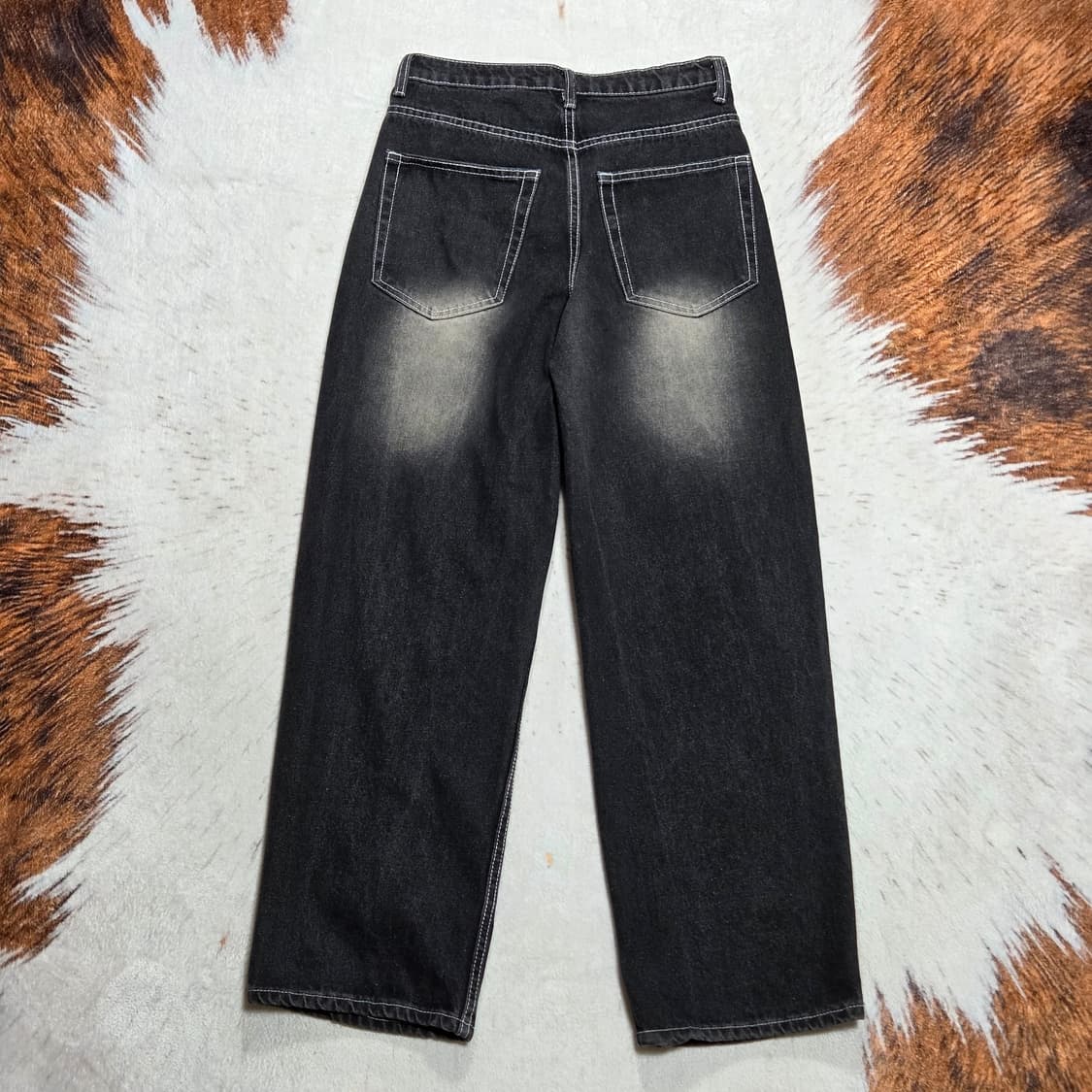 빈티지 흑청 워싱 와이드 데님팬츠 상품이미지4