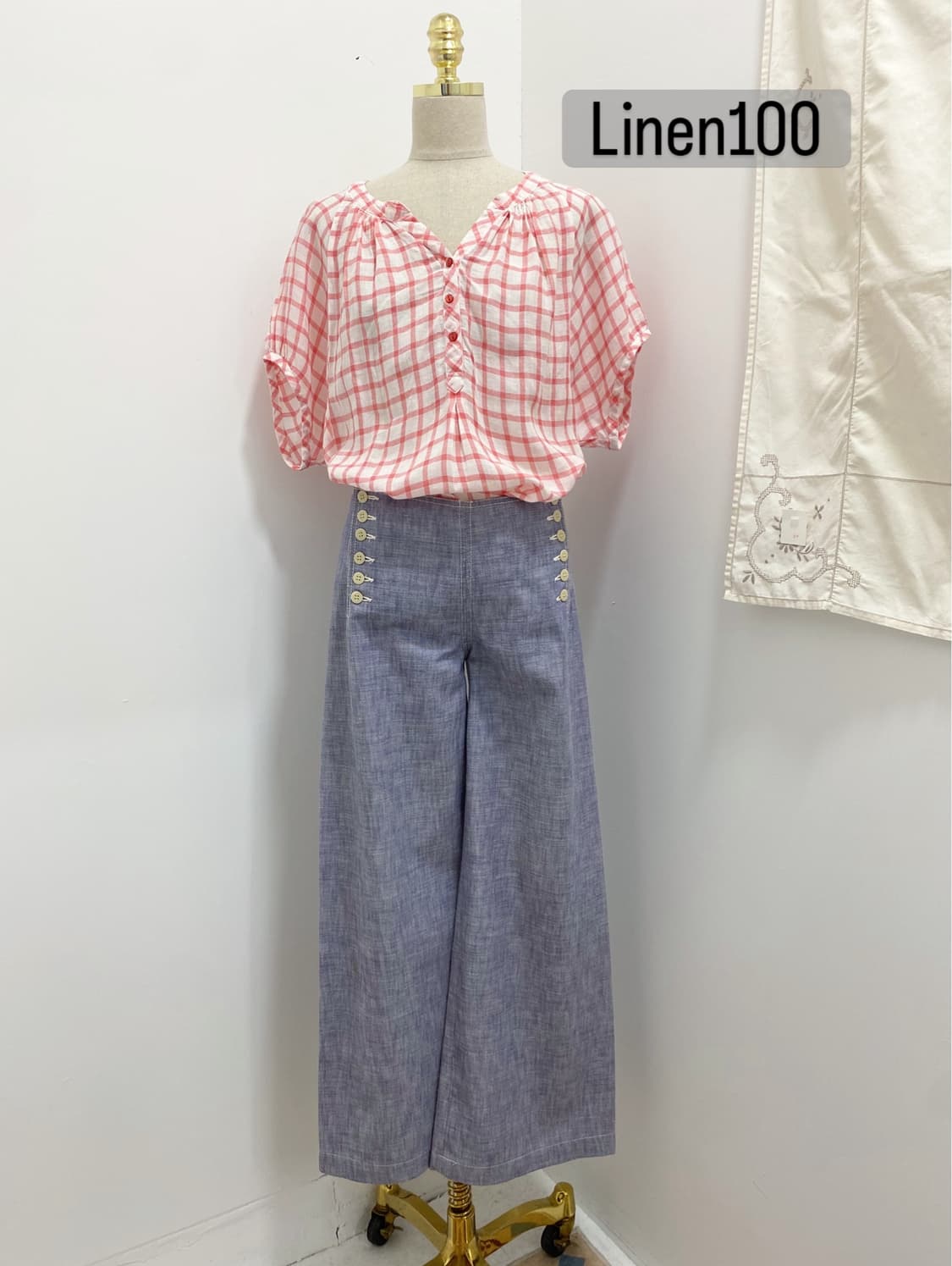 블루 버튼 와이드 PT 상품이미지1