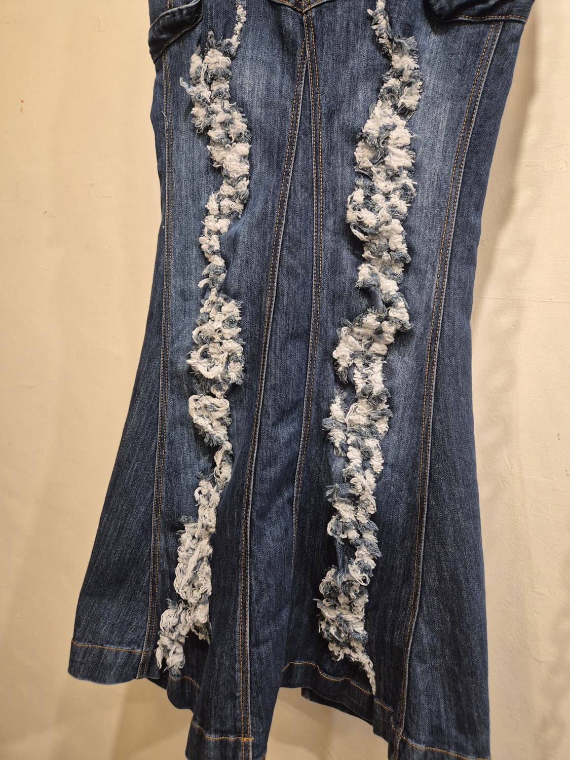 골드 버튼 디스트로이드 머메이드핏 데님 스커트 y2k 갸루 상품이미지4