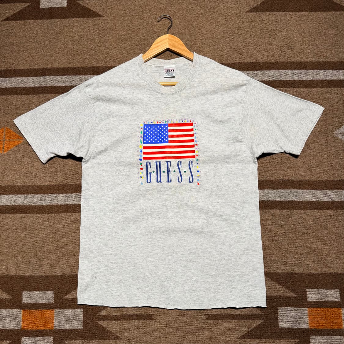 USA Guess 90s 게스 성조기 반팔 M 싱글스티치 상품이미지1