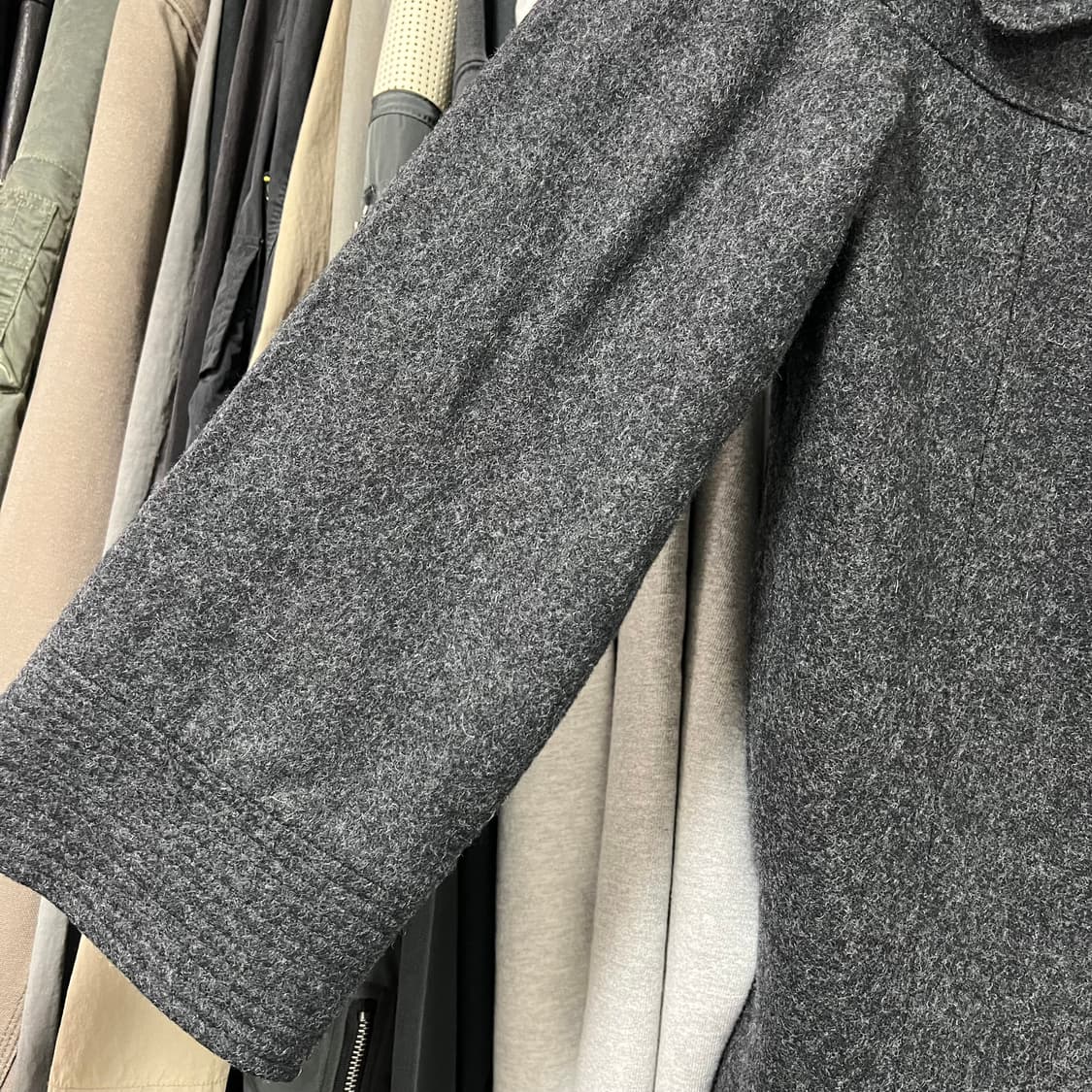 모리걸 갸루 데일리 빈티지 차콜 케이프숏 울코트 상품이미지3