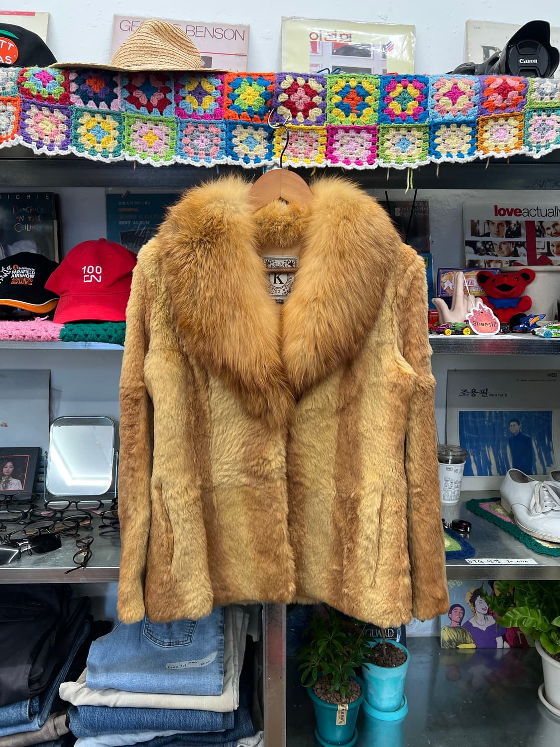 Golden Brown Real Fur Jacket 상품이미지1
