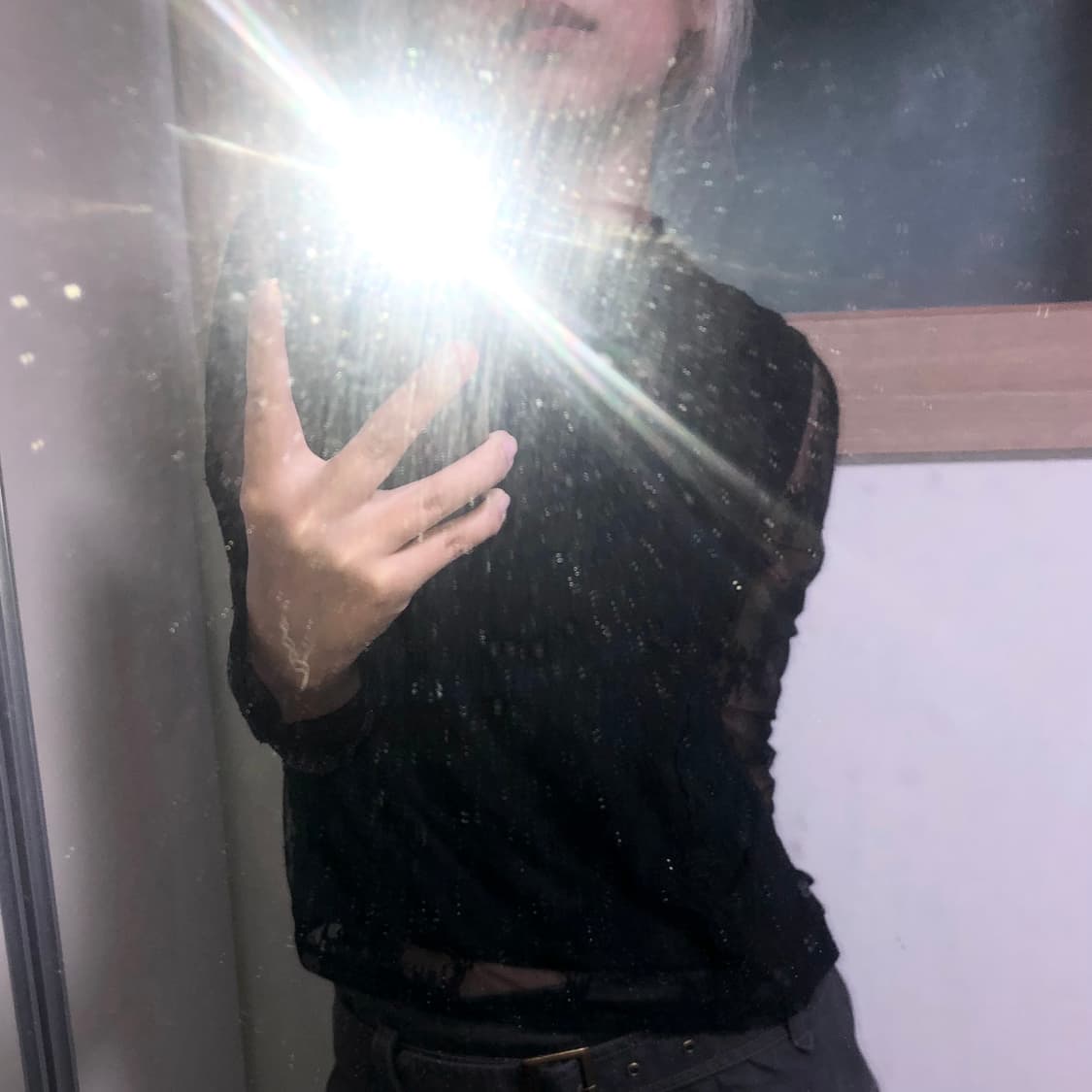 빈티지 레이스 시스루 자수 펀칭 긴팔 티셔츠 블라우스 상품이미지3