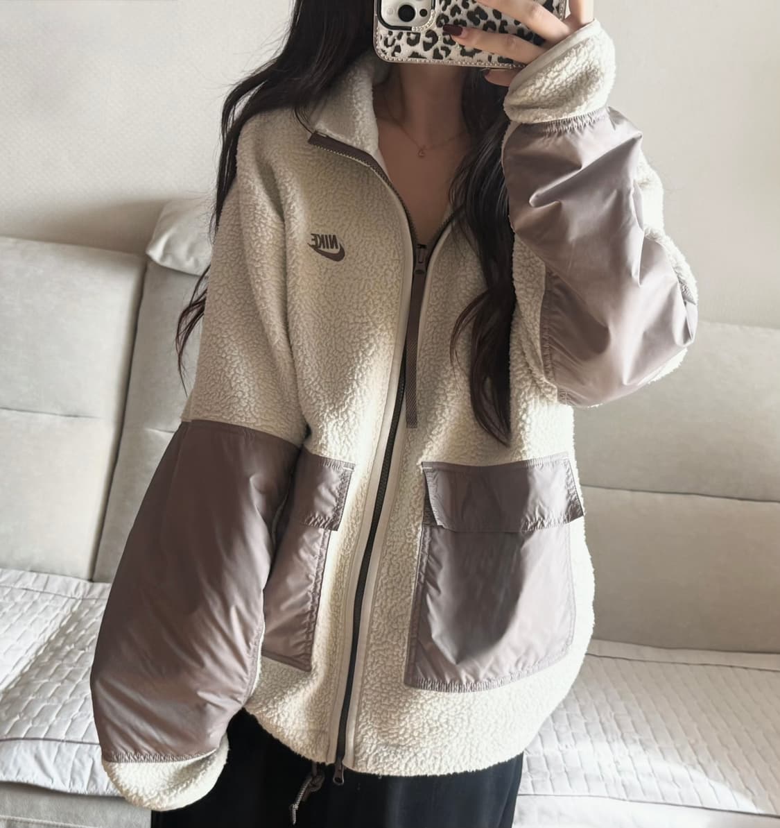 나이키 화이트 모카 투웨이 쉐르파 후리스 상품이미지1