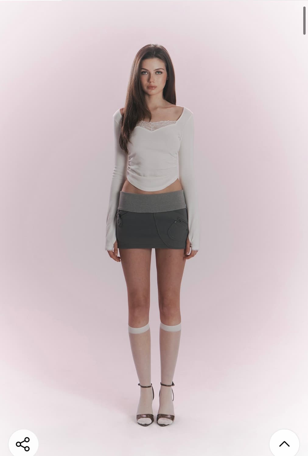 Vera Lace Shirring Long Sleeve Top (Ivor 상품이미지3