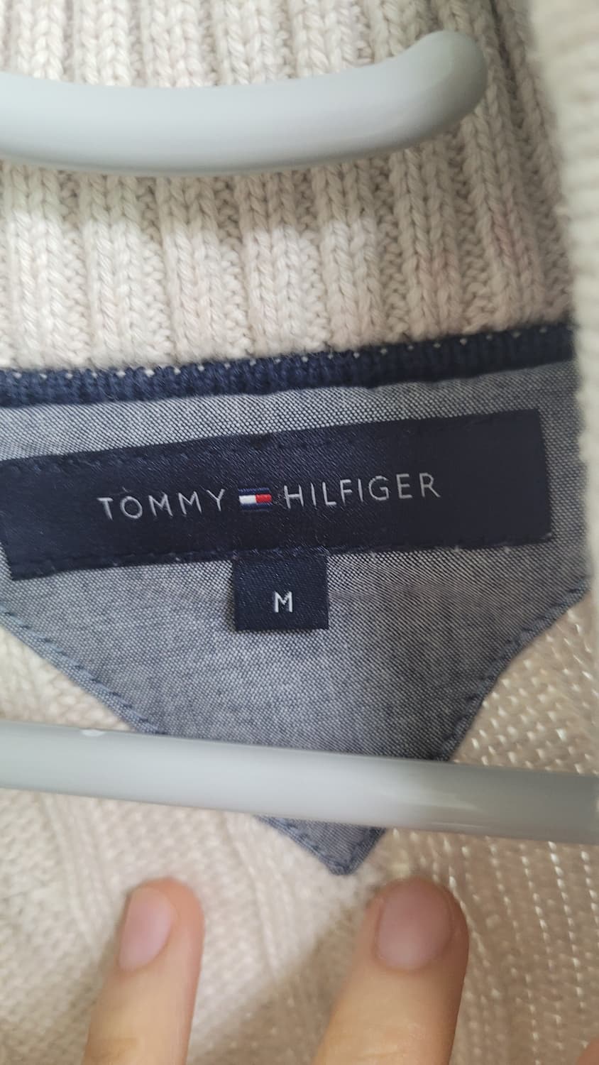 타미힐피거 립 케이블 숄넥 버튼 가디건-M사이즈 상품이미지2